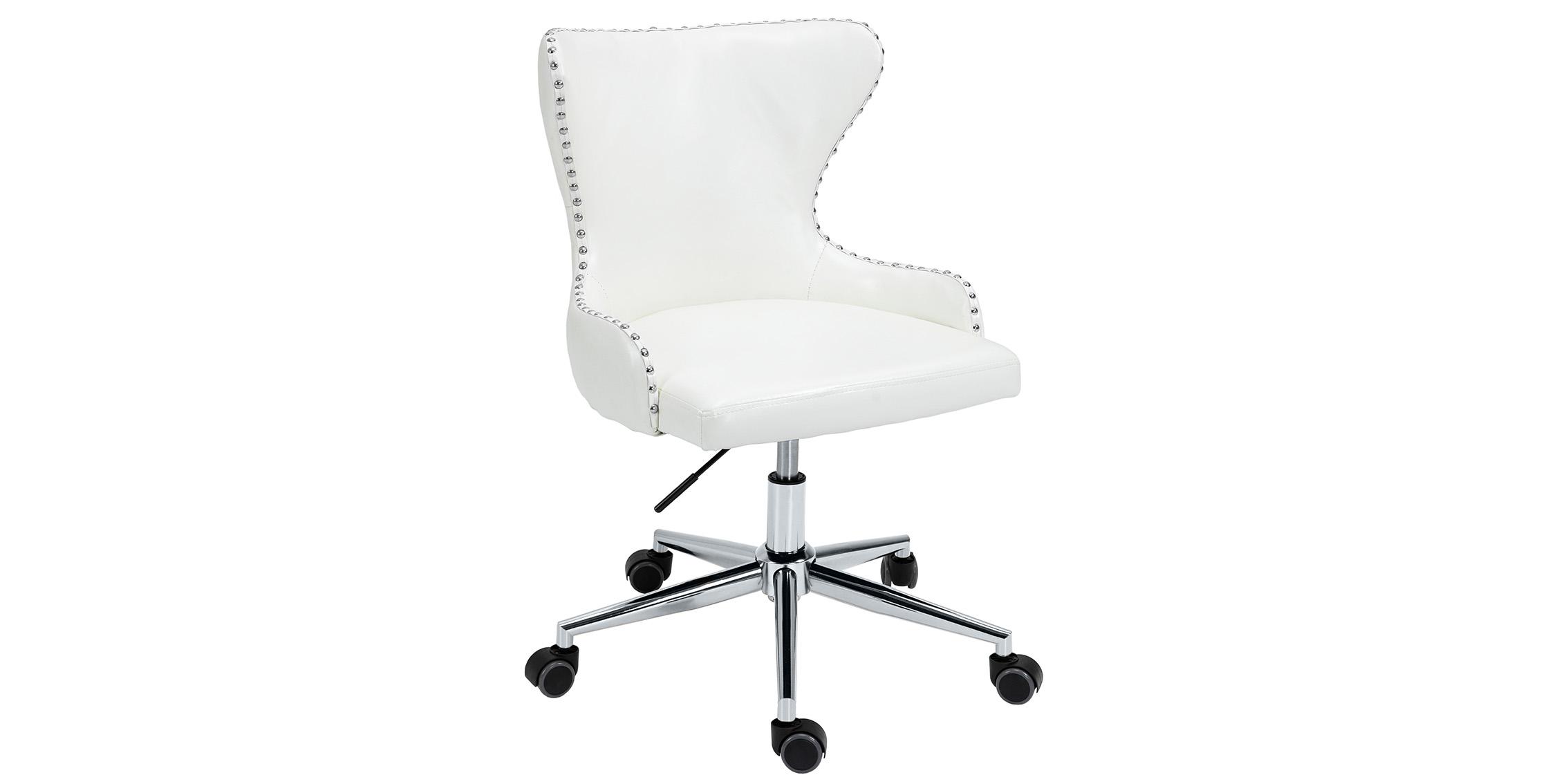 

    
White Faux Leather & Chrome Swivel Office Chair HENDRIX 168White Meridian Modern
