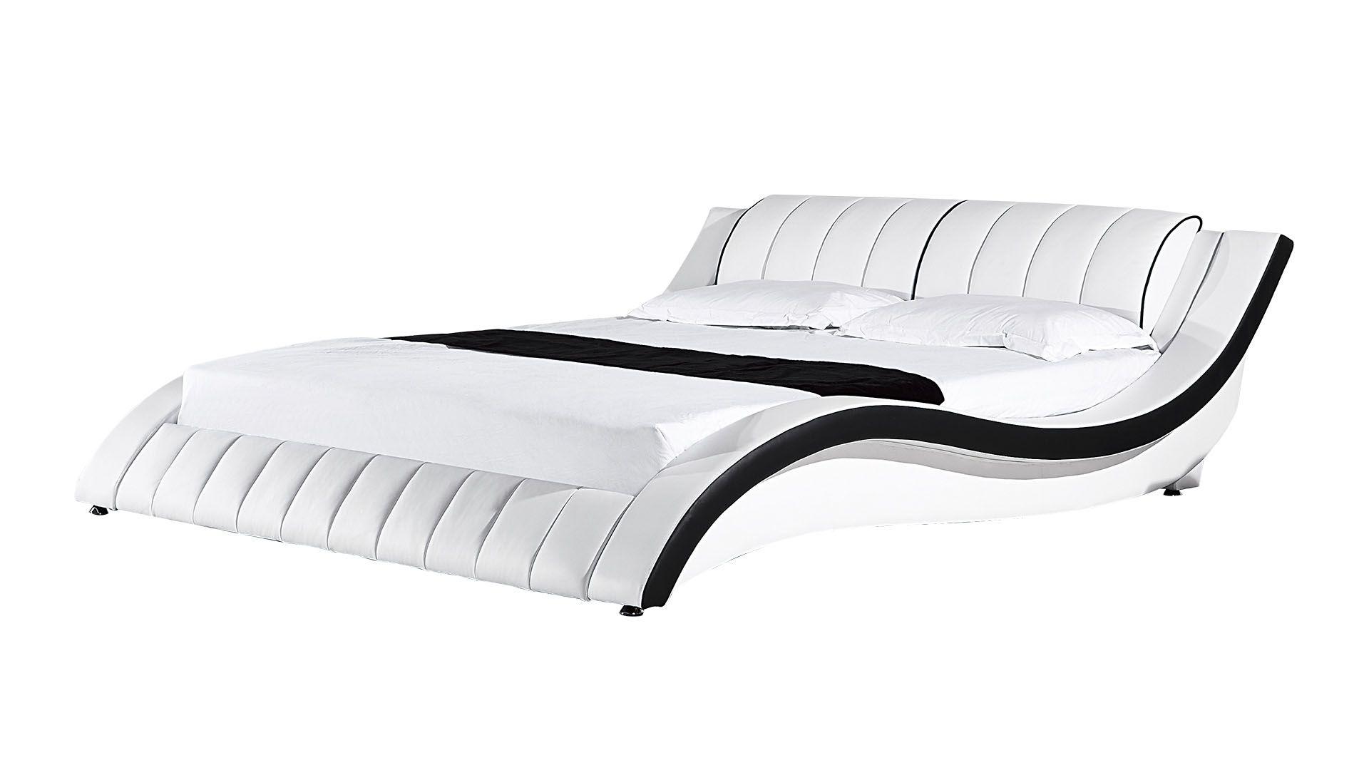 Contemporary, Modern Platform Bed B-D030 B-D030-Q in White, Black Faux Leather