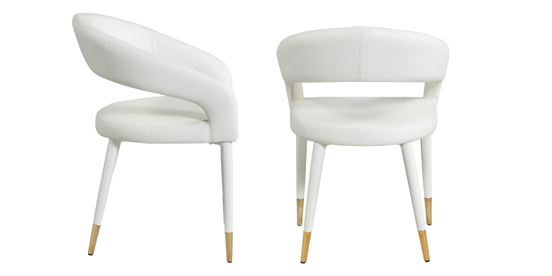 Contemporary, Modern Dining Chair Set DESTINY 538White-C 538White-C-Set-2 in White, Gold Faux Leather