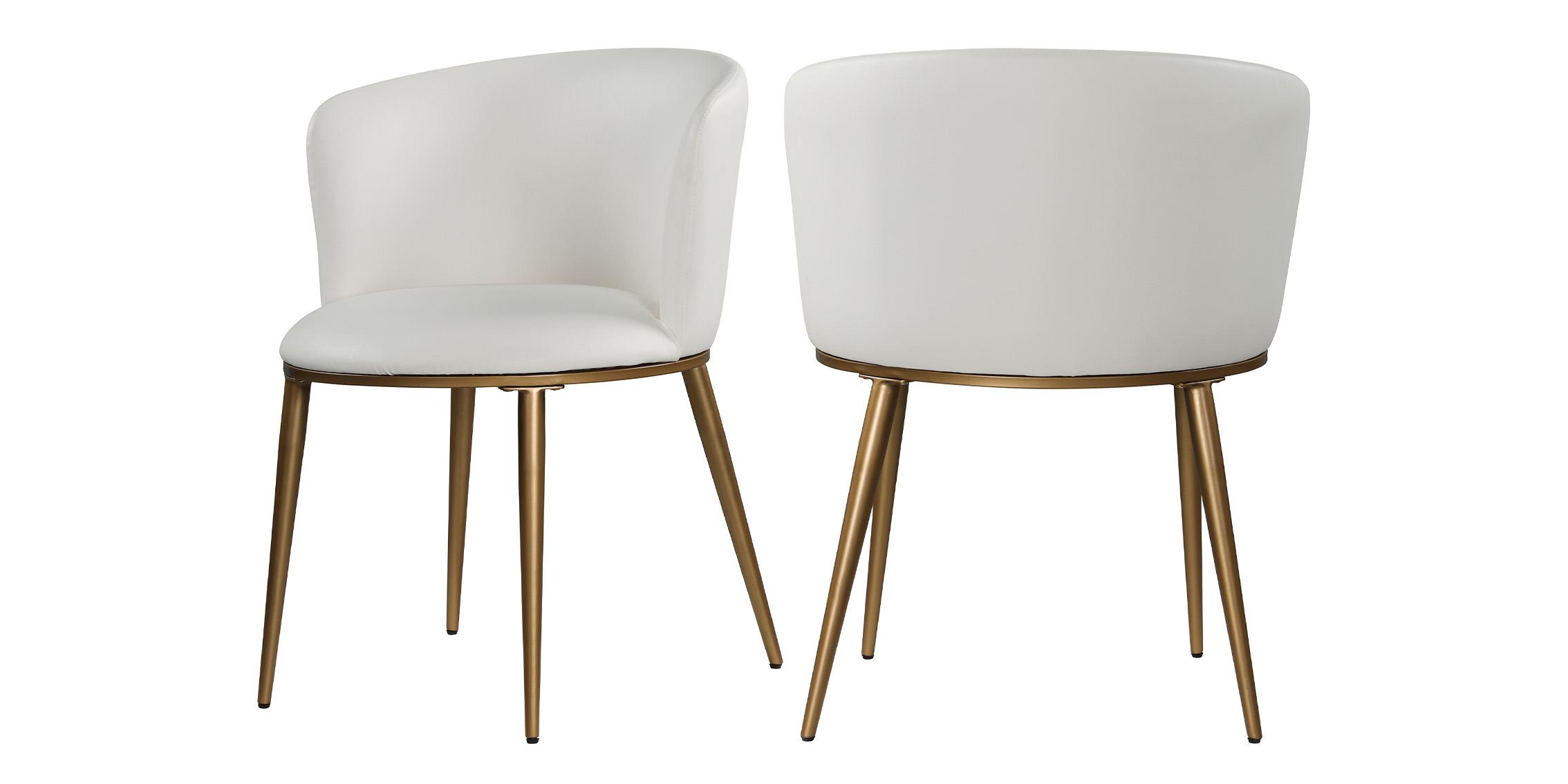 Contemporary, Modern Dining Chair Set SKYLAR 965White-C 965White-C in White, Gold Faux Leather