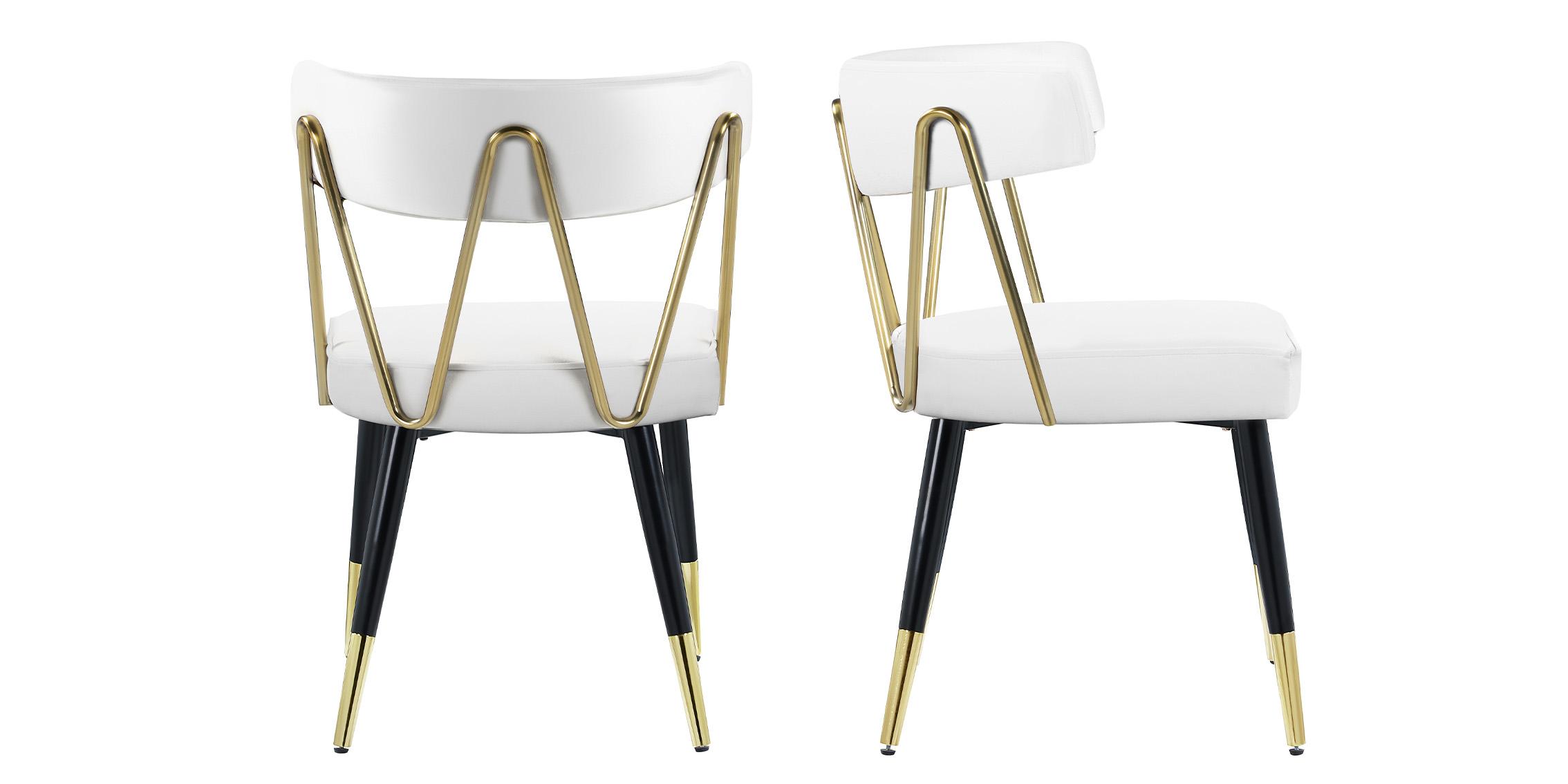 Contemporary Dining Chair Set RHEINGOLD 854White-C 854White-C in White, Gold Faux Leather
