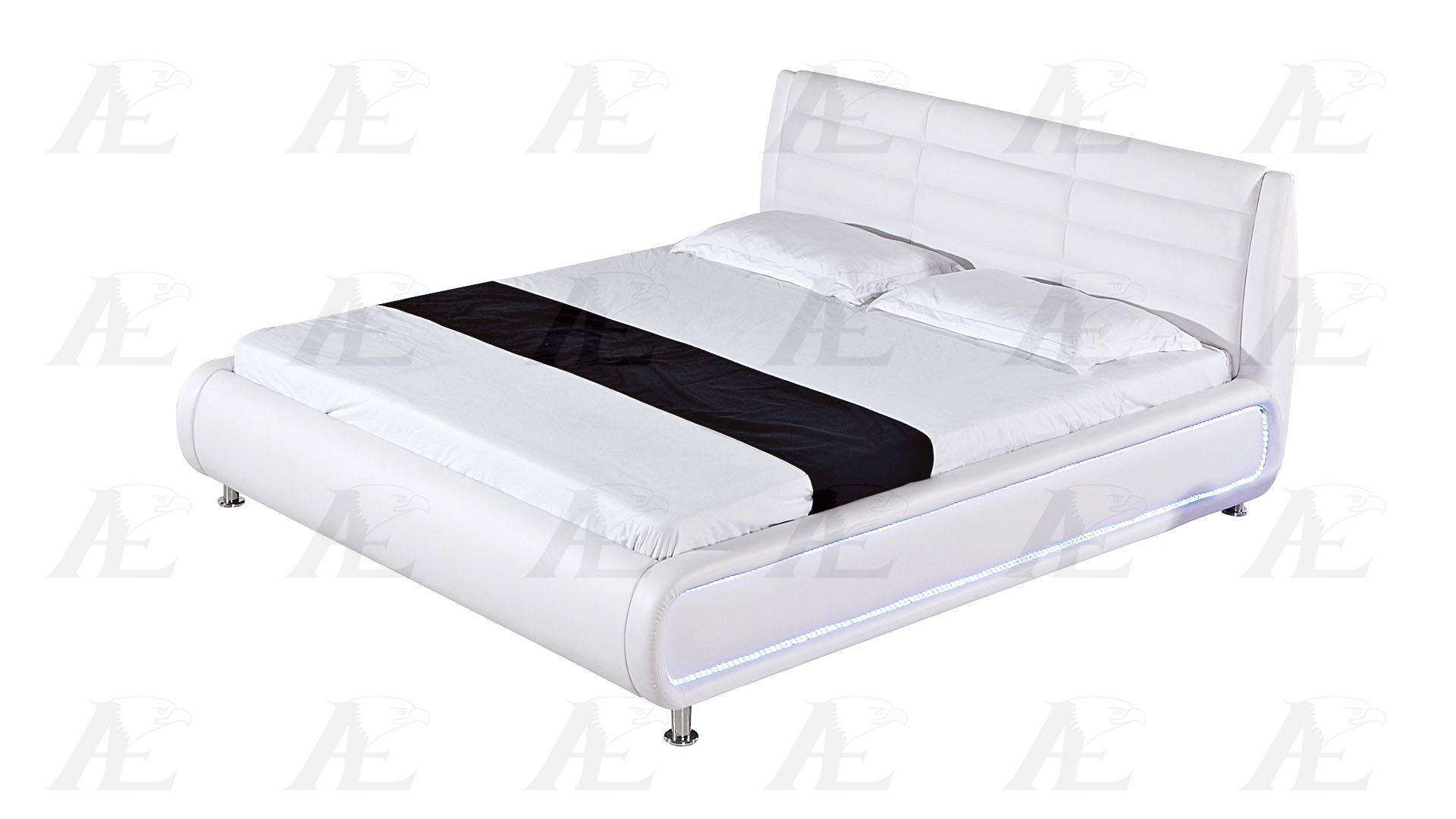 Contemporary, Modern Platform Bed B-D019-W B-D019-W-EK in White Faux Leather
