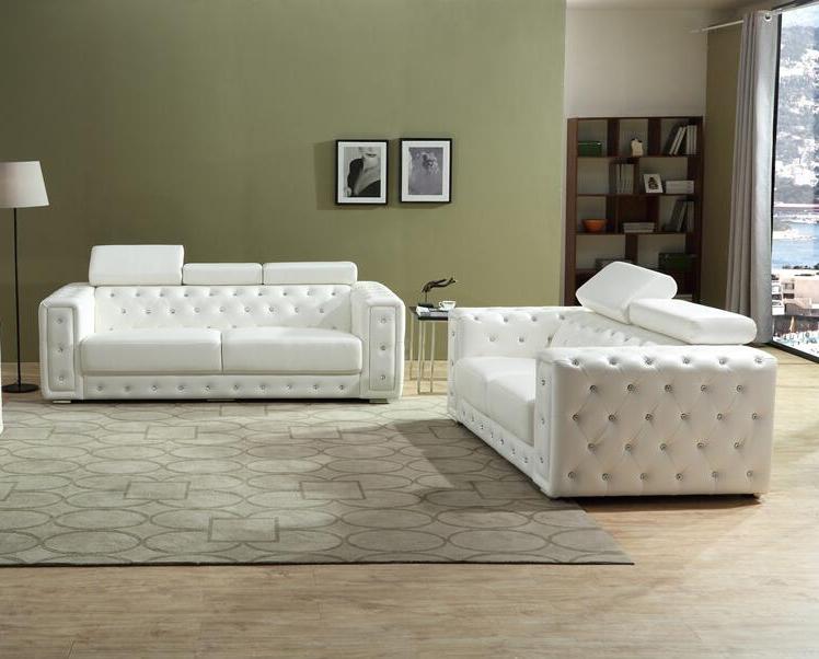 Modern Sofa and Loveseat Set Charlise Charlise-Set-2 in White Faux Leather