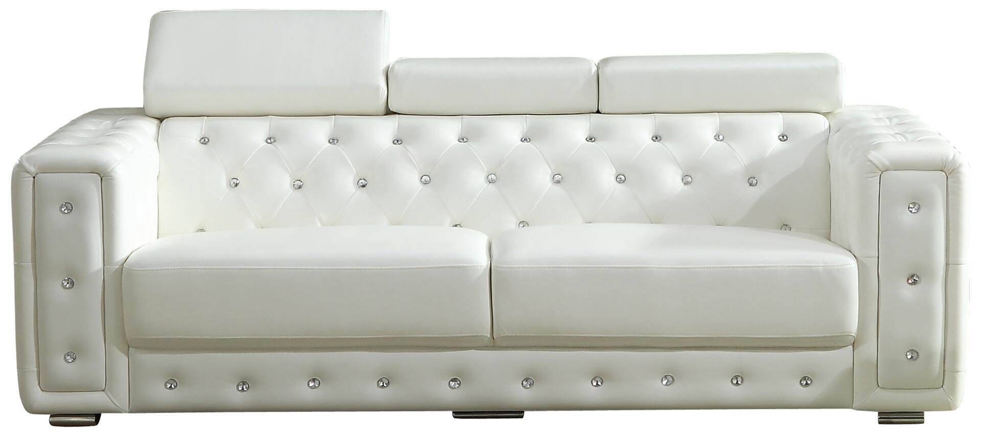Modern Sofa Charlise 3035WHCHA in White Faux Leather