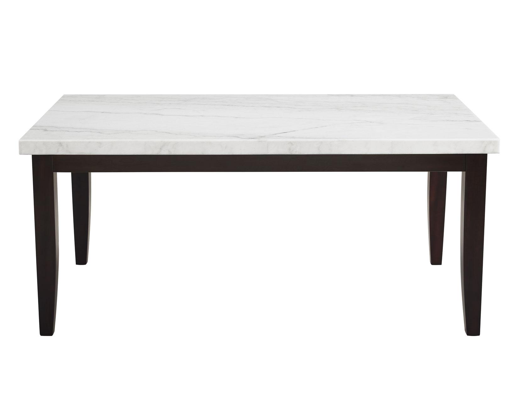 

    
White Faux Marble & Black Dining Room Table by Crown Mark Ferrara 2221T-3864-WH
