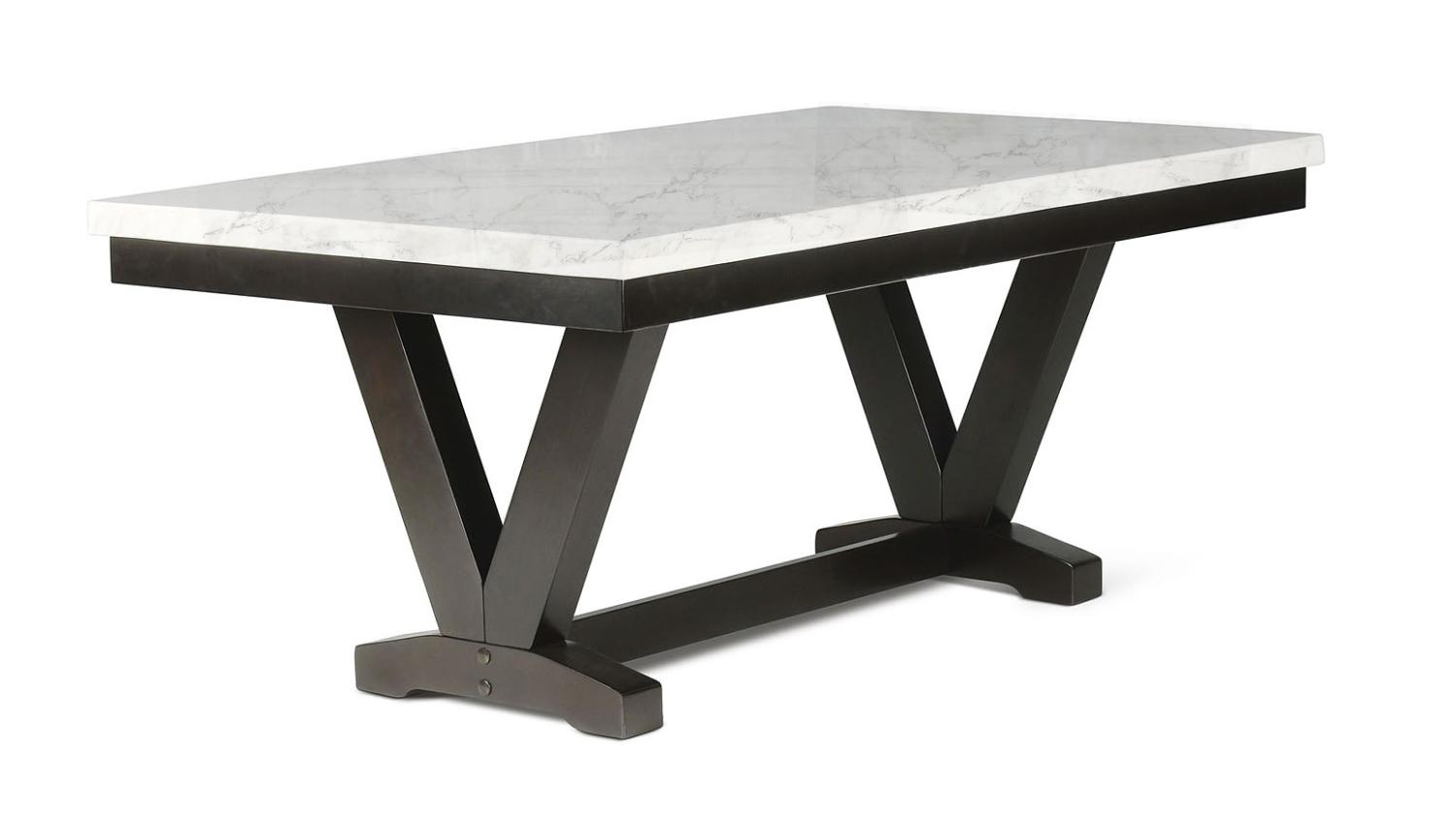 Modern Dining Table Tanner 2222T-4272-WH in Black / White, Marble Fabric