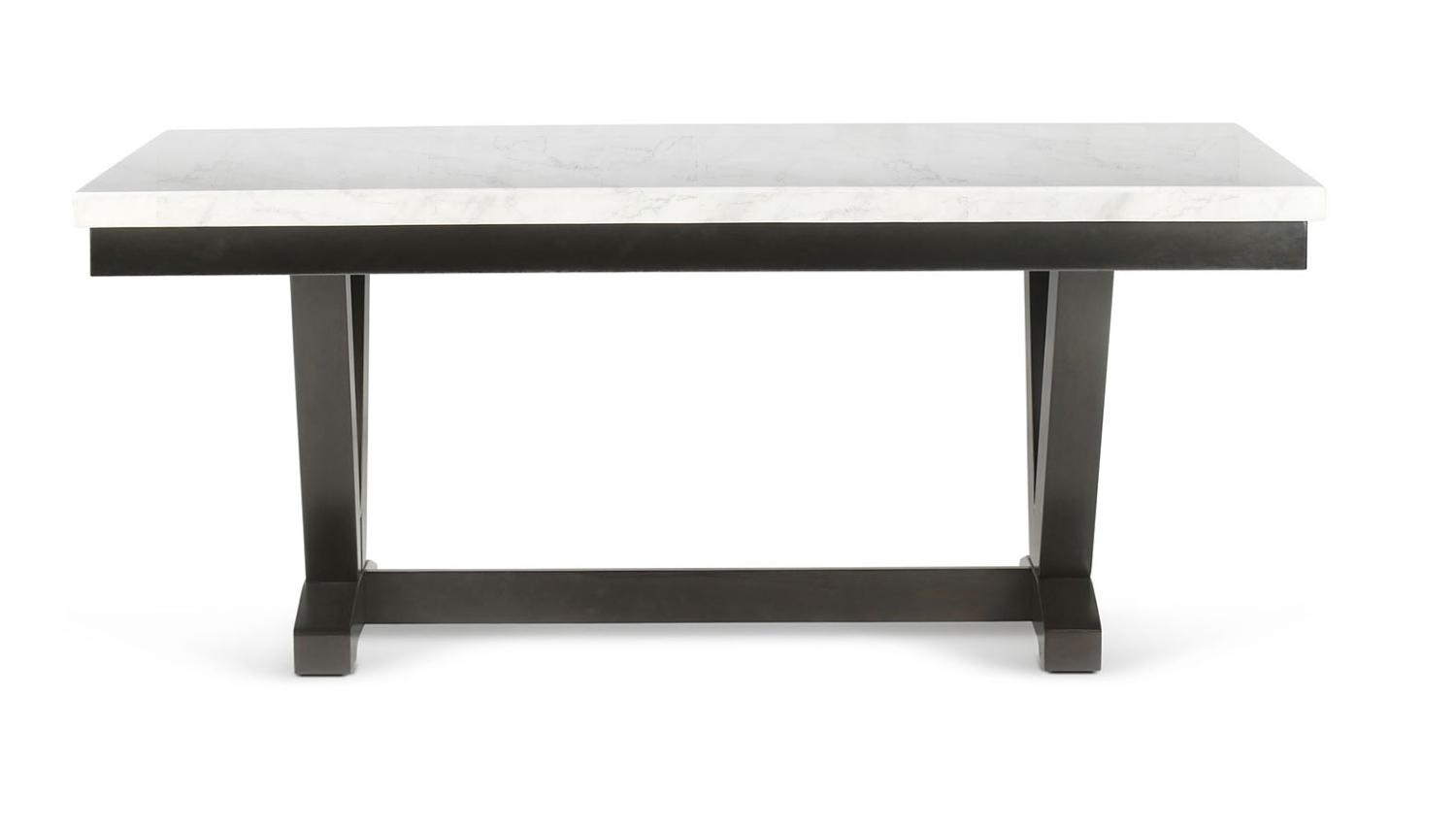

    
White Faux Marble & Black Dining Room Table by Crown Mark Tanner 2222T-4272-WH
