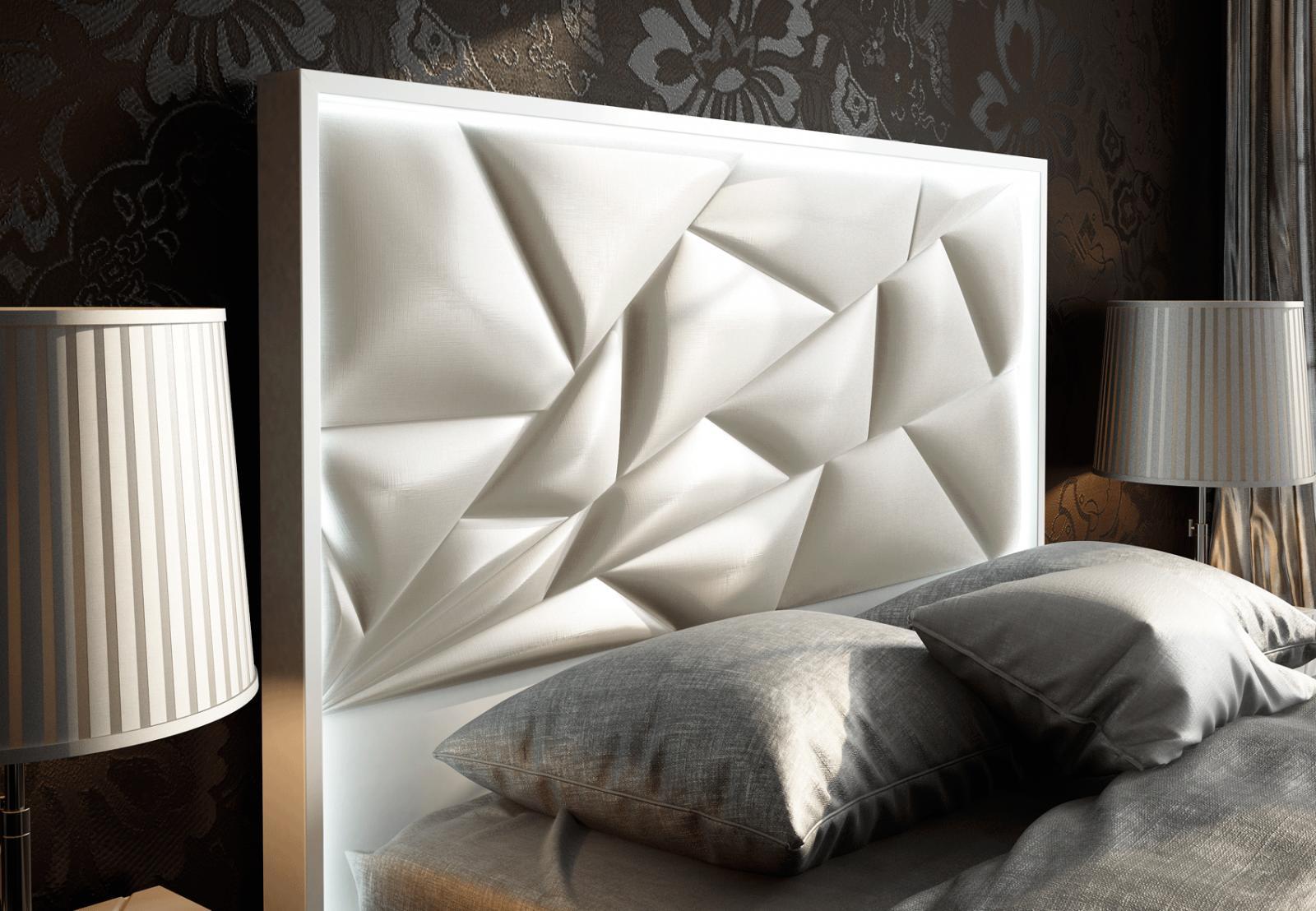 

    
White Finish Futuristic King Bed & 2 Nightstands Modern Made in Spain ESF Kiu
