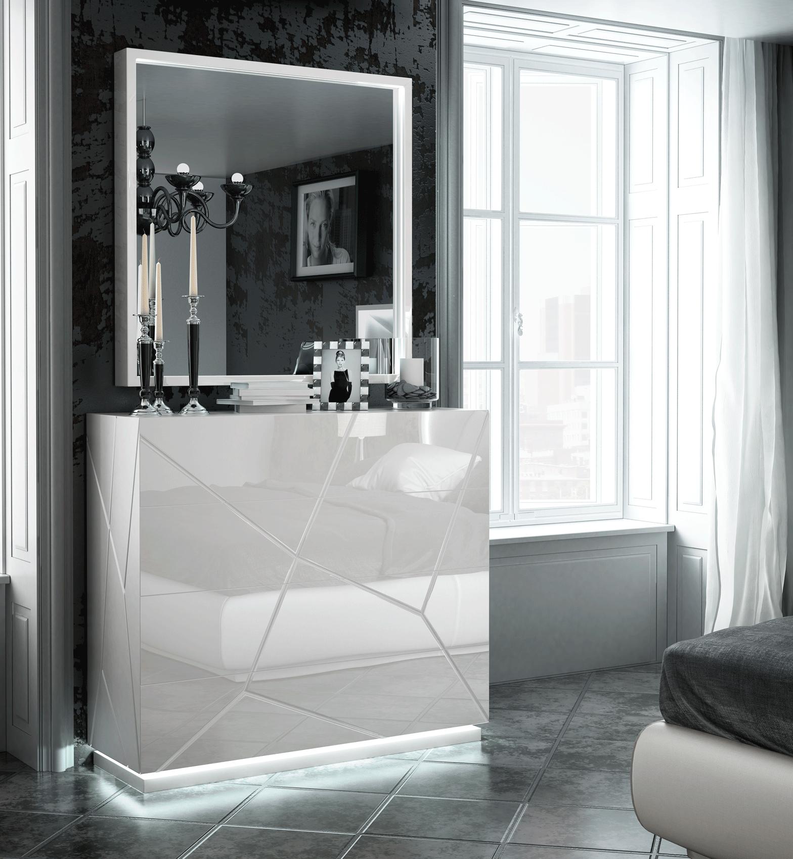 

    
ESF-Kiu-EK-2NDM-5PC White Finish Futuristic King Bedroom Set 5Pcs Modern Made in Spain ESF Kiu
