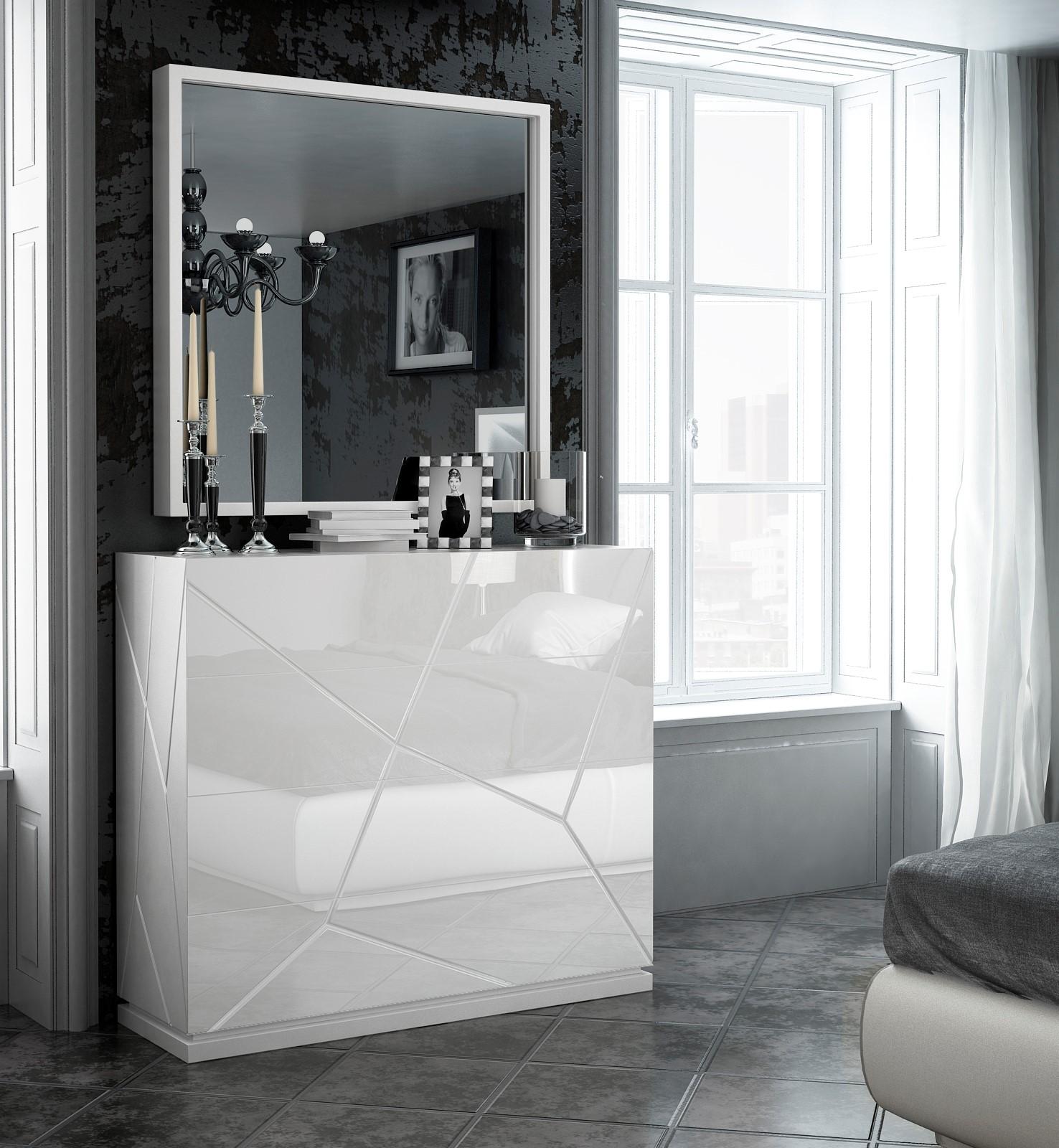 

                    
Buy White Finish Futuristic King Bedroom Set 5Pcs Modern Made in Spain ESF Kiu
