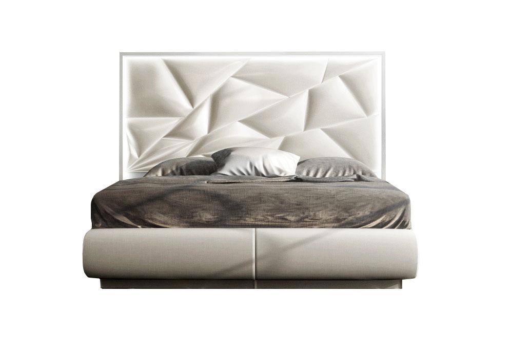 Contemporary, Modern Platform Bed Kiu ESF-Kiu-EK in White Eco-Leather
