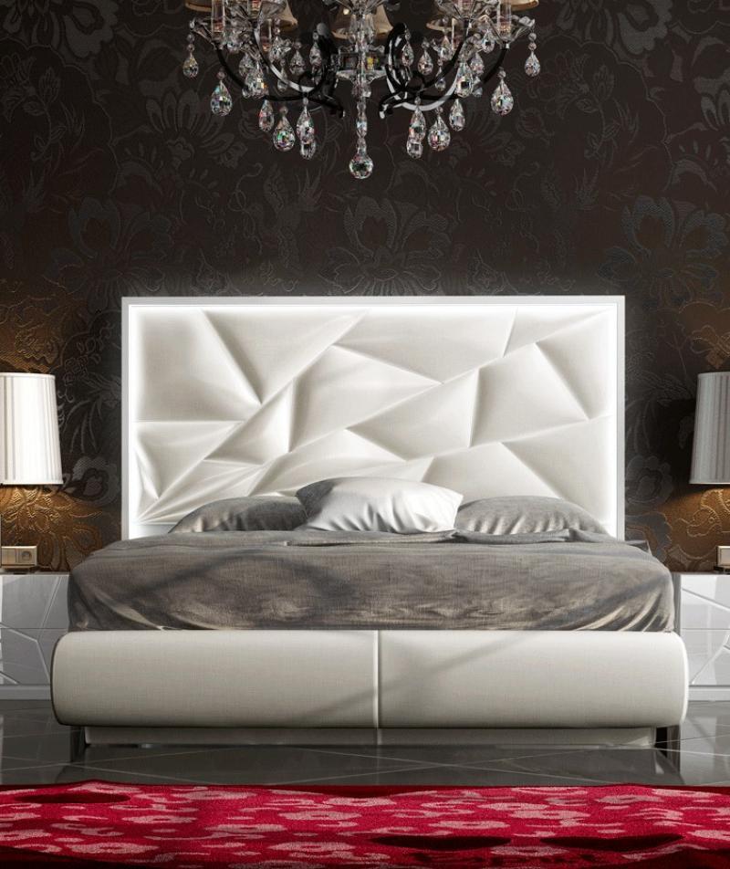

    
White Finish Futuristic King Size Bed Modern Made in Spain ESF Kiu
