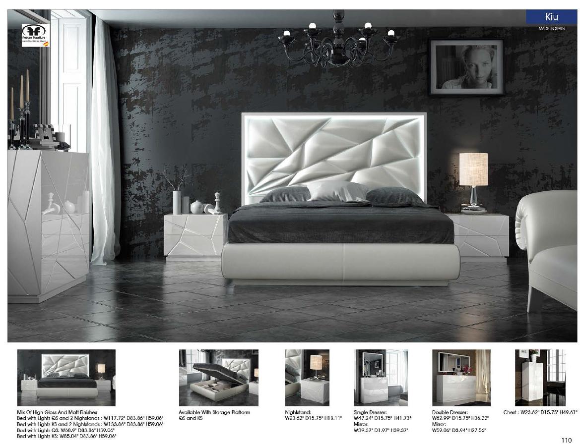 

    
 Order  White Finish Futuristic Queen Bedroom Set 5Pcs Modern Made in Spain ESF Kiu
