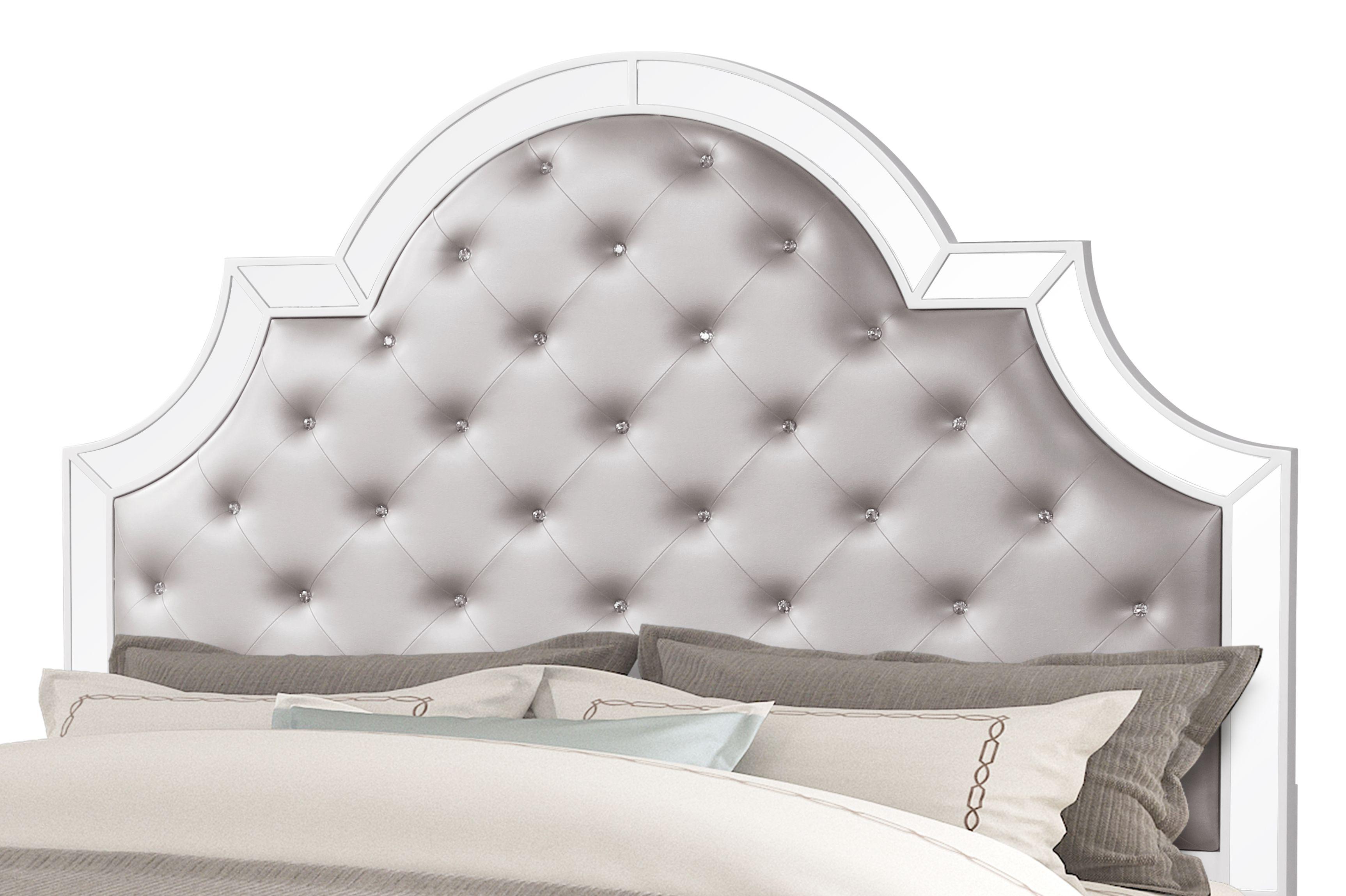 

    
White Finish King Bed Contemporary Cosmos Furniture Grand Gloria
