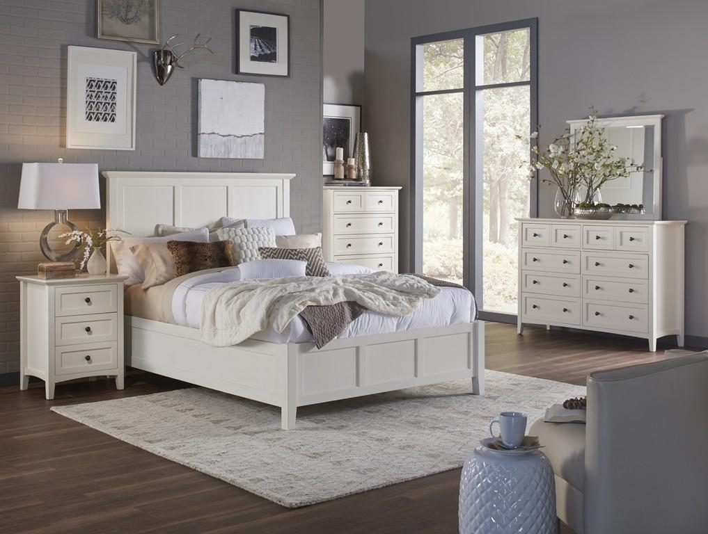 Contemporary Panel Bedroom Set PARAGON 4NA4L7-2NDM-5PC in White 