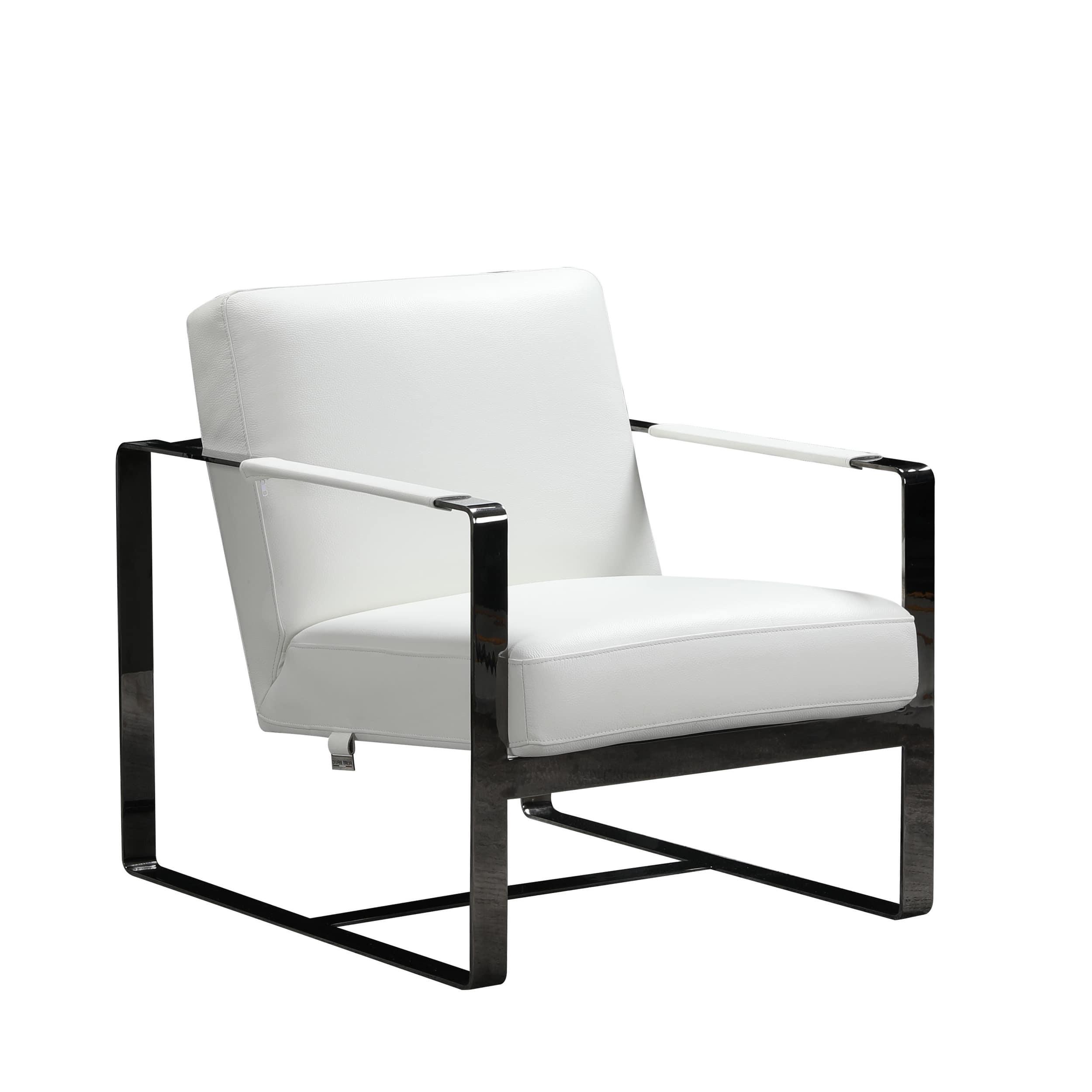 Contemporary Oversized Chair C67 C67-WHITE-CH in White Leather