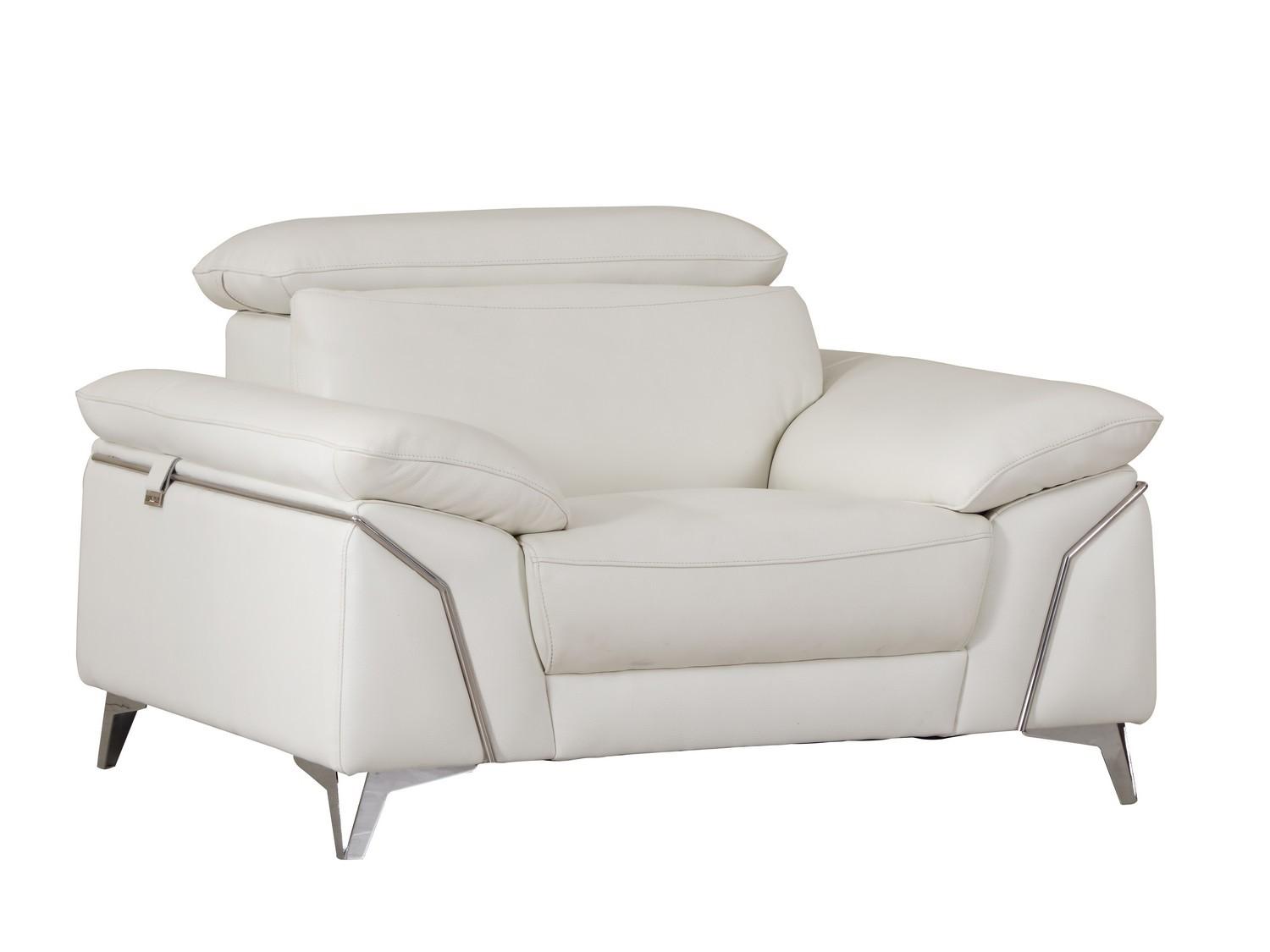 Contemporary Arm Chairs 727 727-WHITE-CH in White Italian Leather