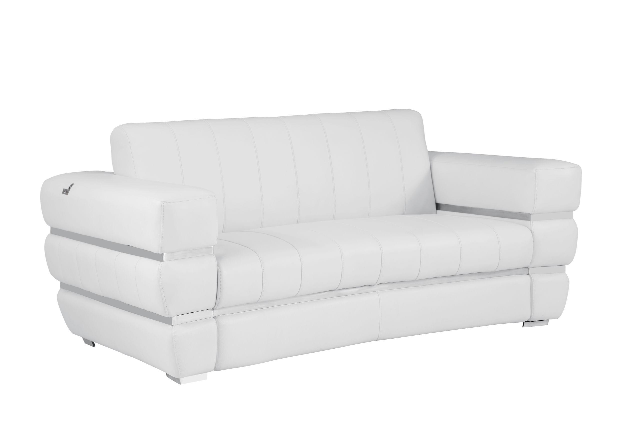 Contemporary Loveseat 904 904-WHITE-L in White Leather