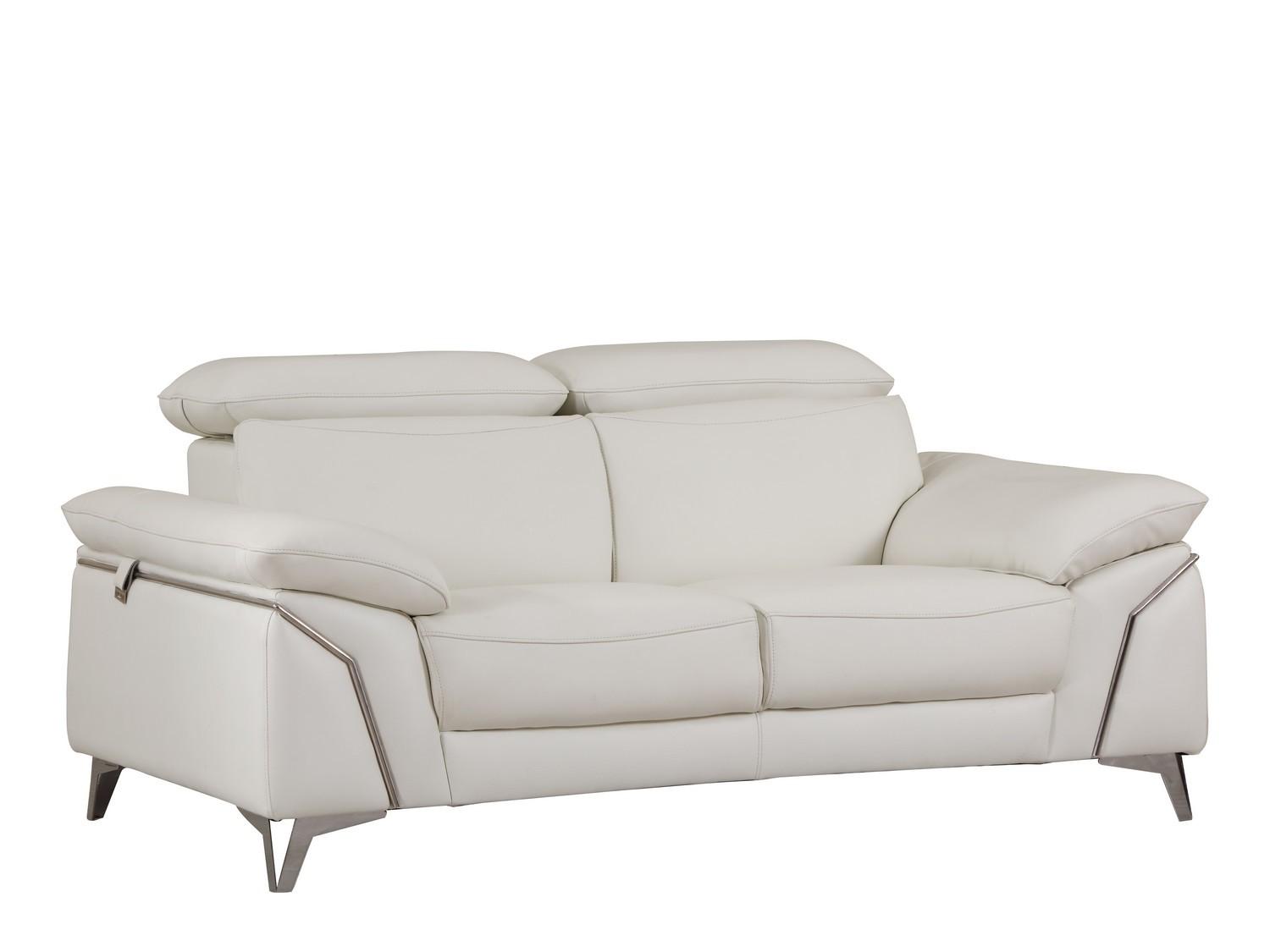 Contemporary Loveseat 727 727-WHITE-L in White Italian Leather