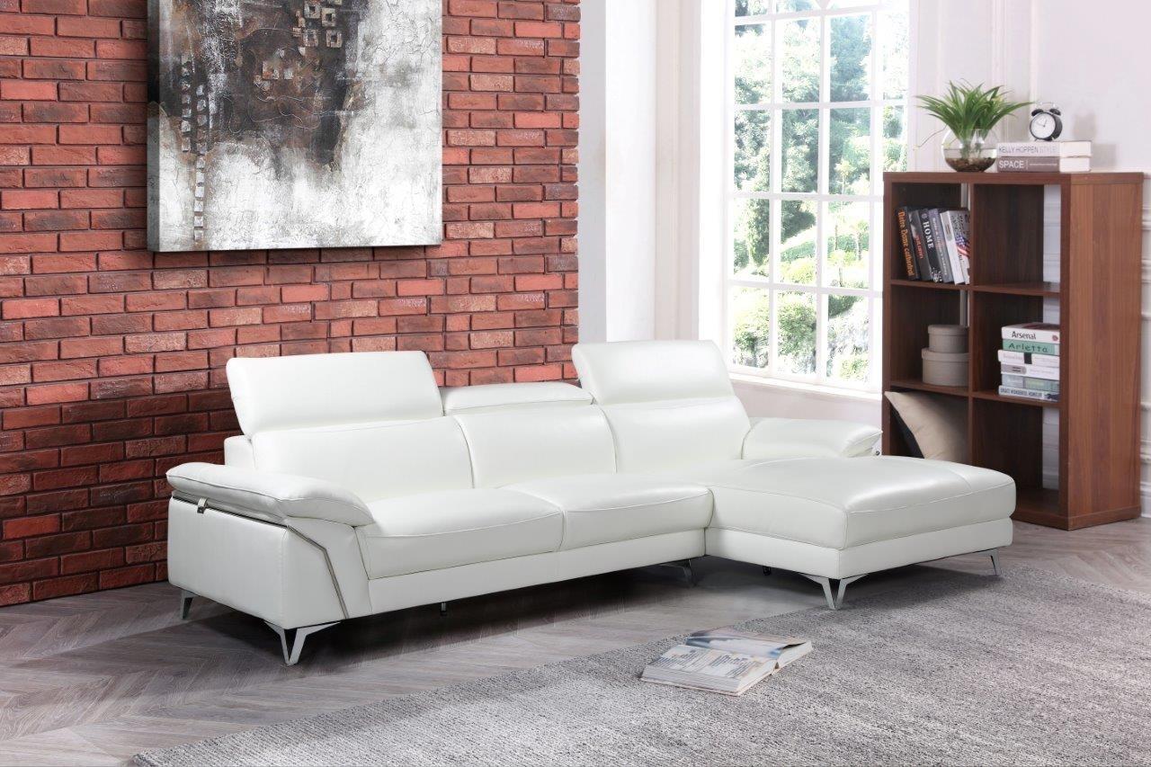 Contemporary Sectional Sofa 727 727-WHITE-SECT in White Italian Leather