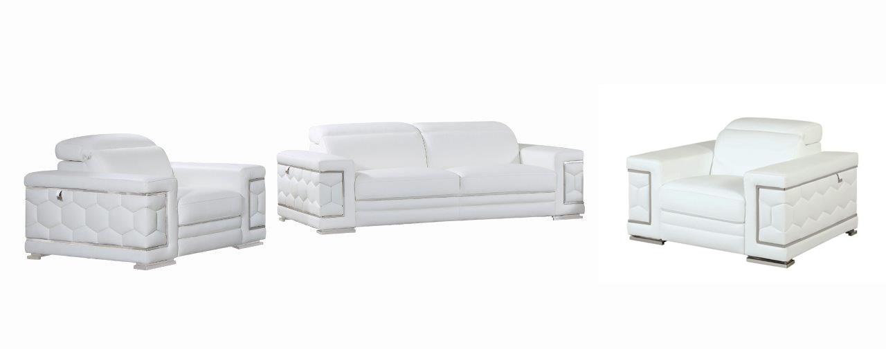 

    
WHITE Genuine Italian Leather Sofa & 2 Chairs 3Pcs Set Contemporary 692 Global United
