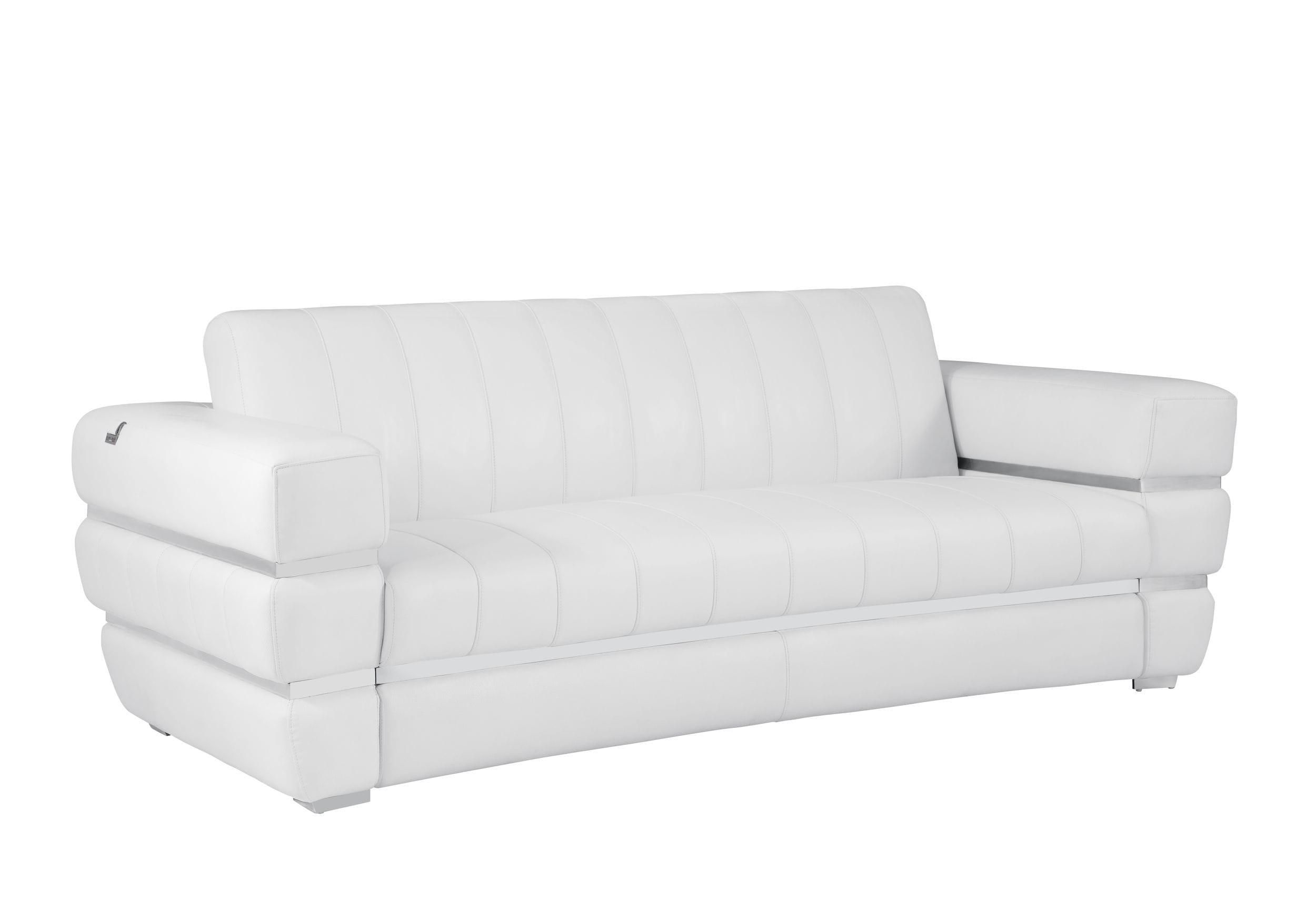 Contemporary Sofa 904 904-WHITE-S in White Leather