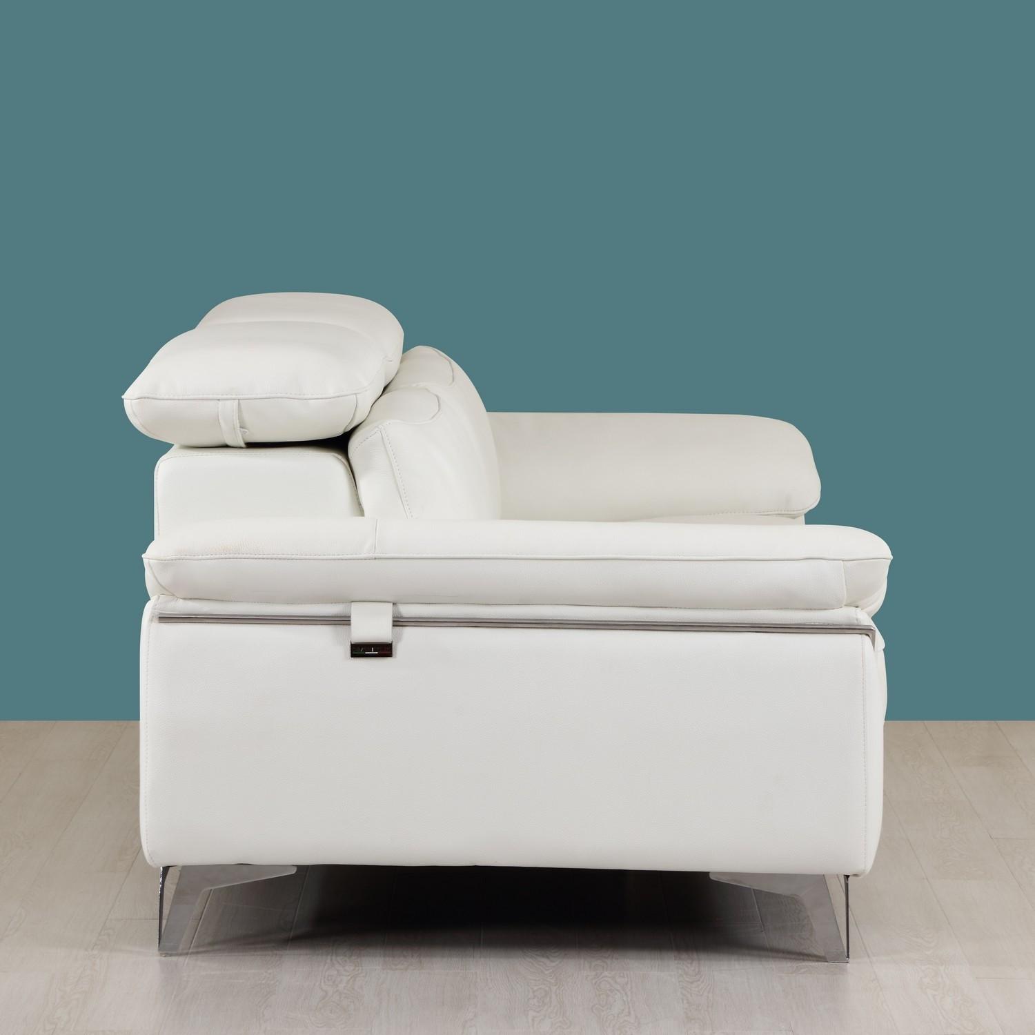 

    
 Order  White Genuine Italian Leather Sofa Set 3 Pcs Contemporary 727 Global United

