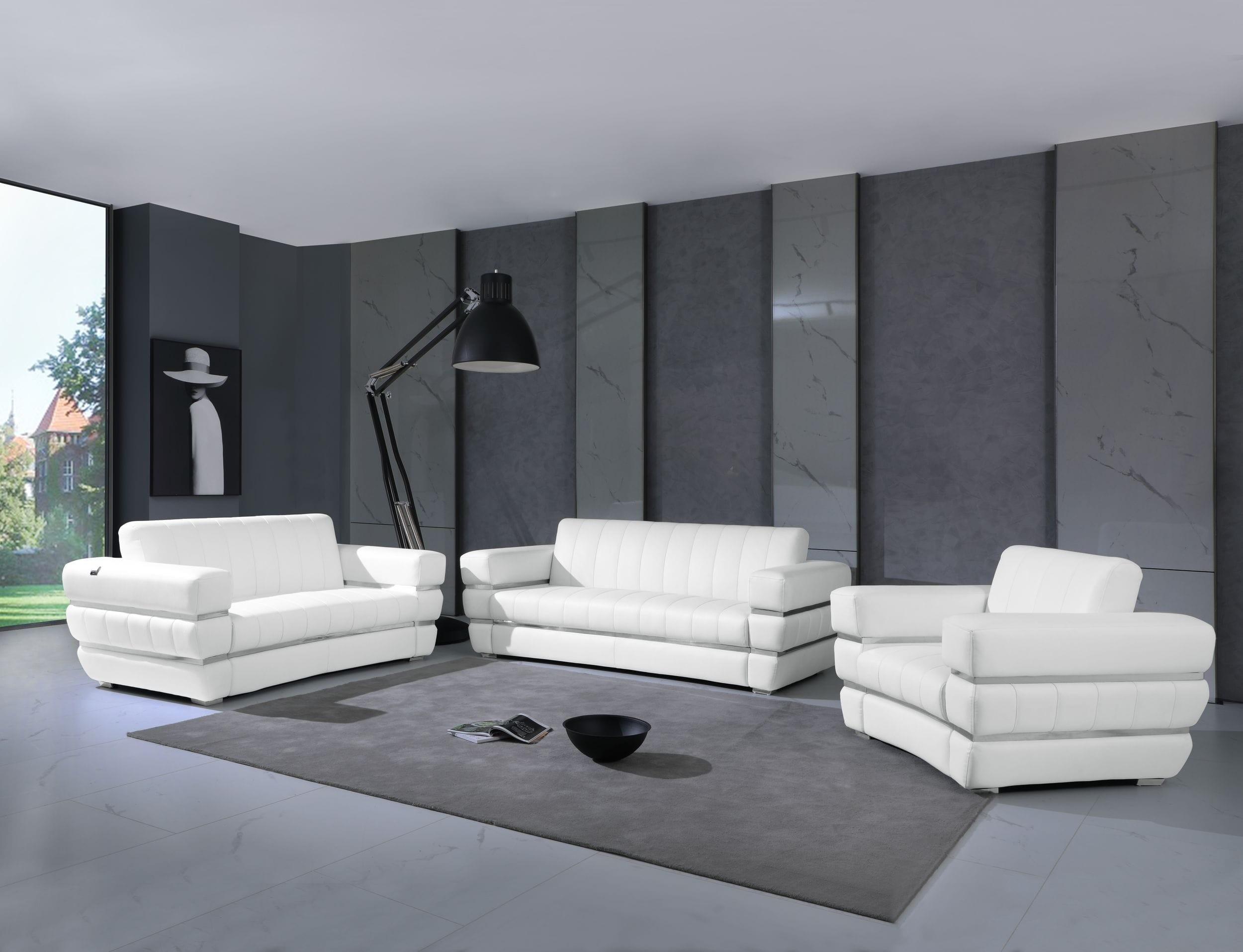 

    
White Genuine Italian Leather Sofa Set 3Pcs Contemporary 904 Global United
