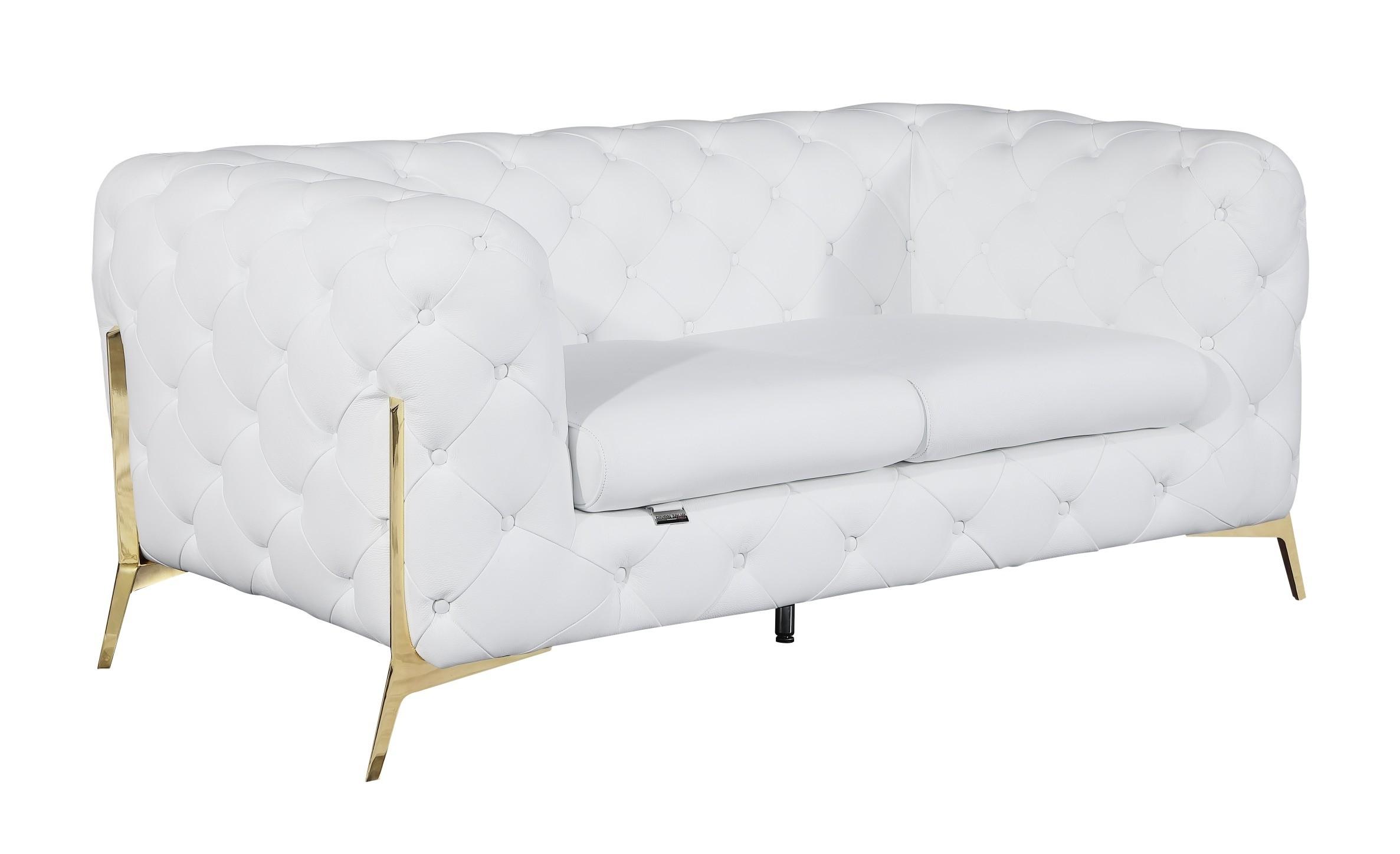 

    
970-WHITE-3-PC White Genuine Italian Leather Sofa Set 3Pcs Contemporary 970 Global United
