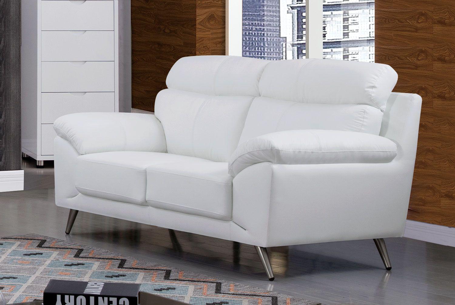 Contemporary, Modern Loveseat EK528-W-LS EK528-W-LS in White Italian Leather