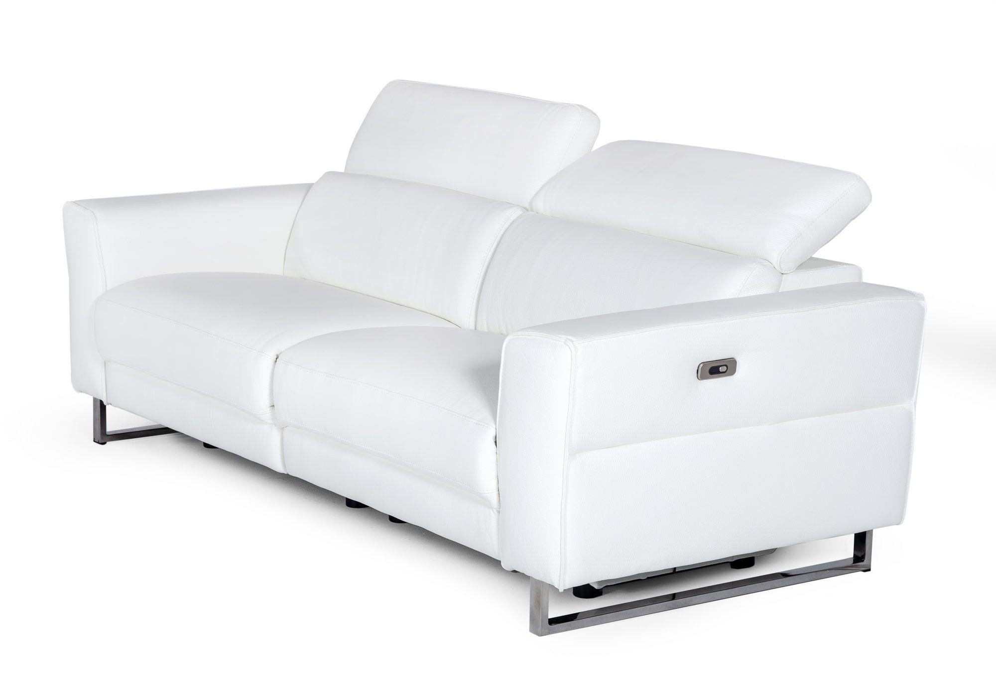 Contemporary, Modern Recliner Sofa VGDDLUCCA-WHT-S VGDDLUCCA-WHT-S in White Genuine Leather