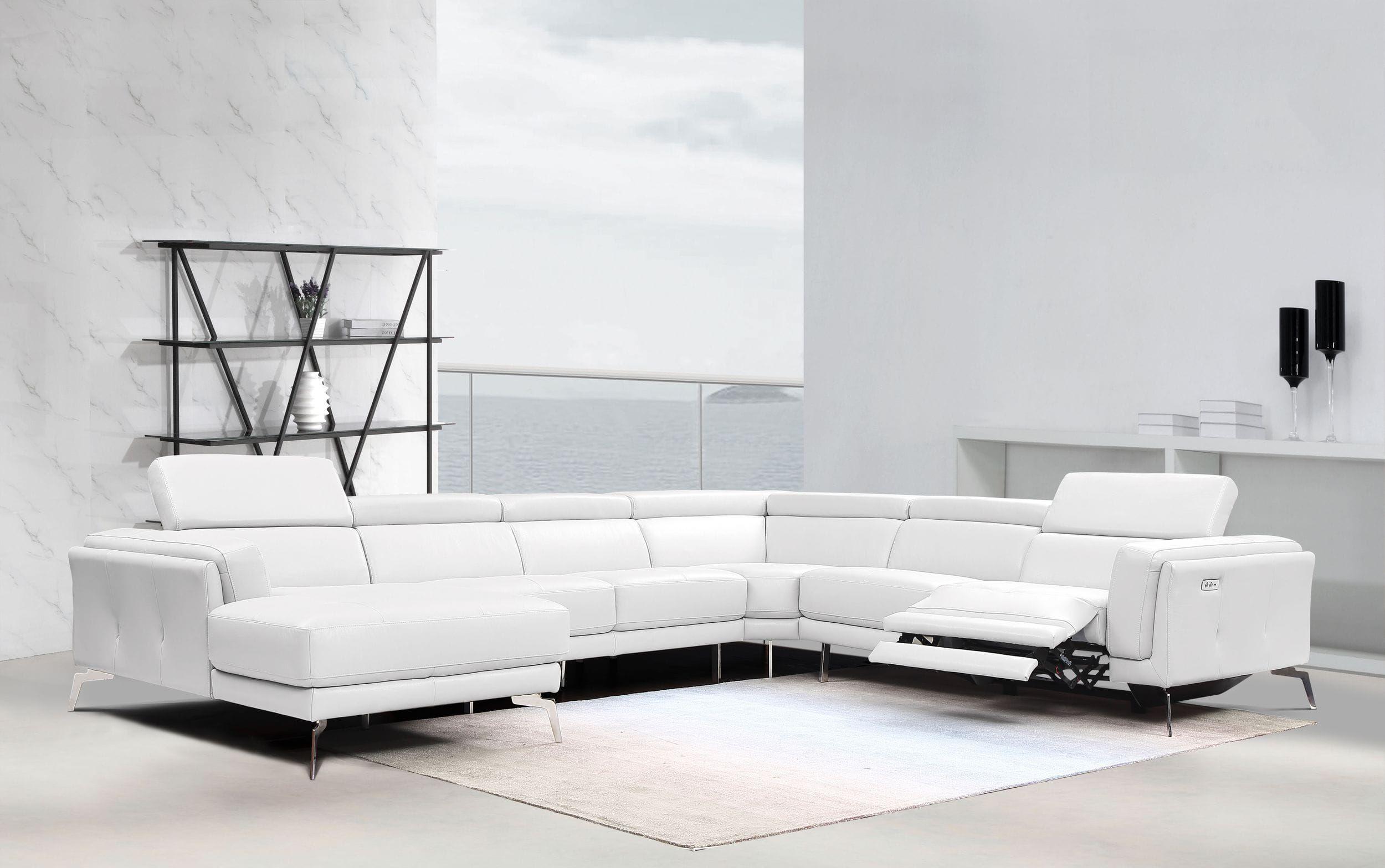 Contemporary, Modern Recliner Sectional VGEV1889-WHT-SECT VGEV1889-WHT-SECT in White Genuine Leather