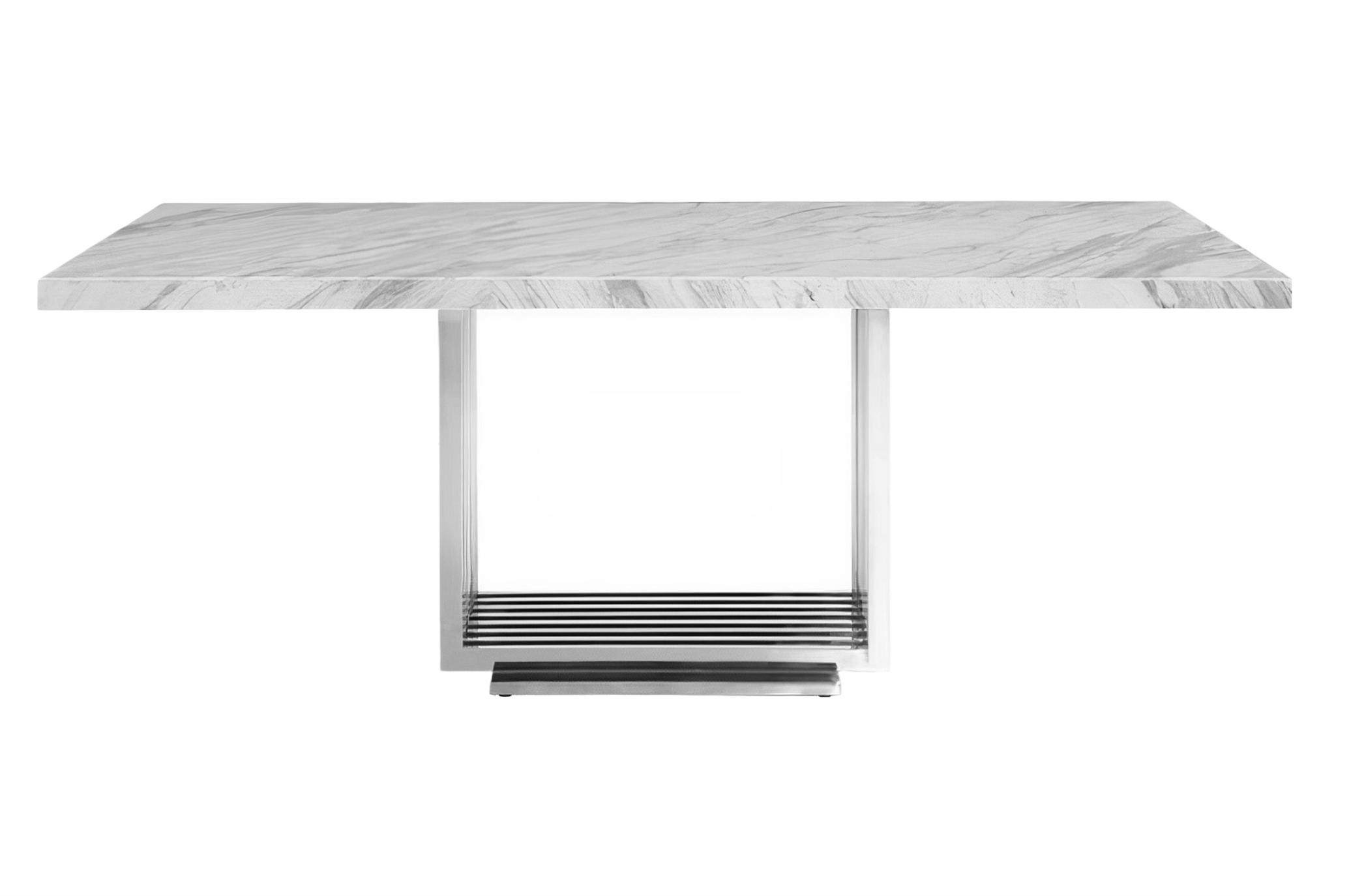 

    
White Genuine Marble & Silver Dining Table by VIG Modrest Kingsley
