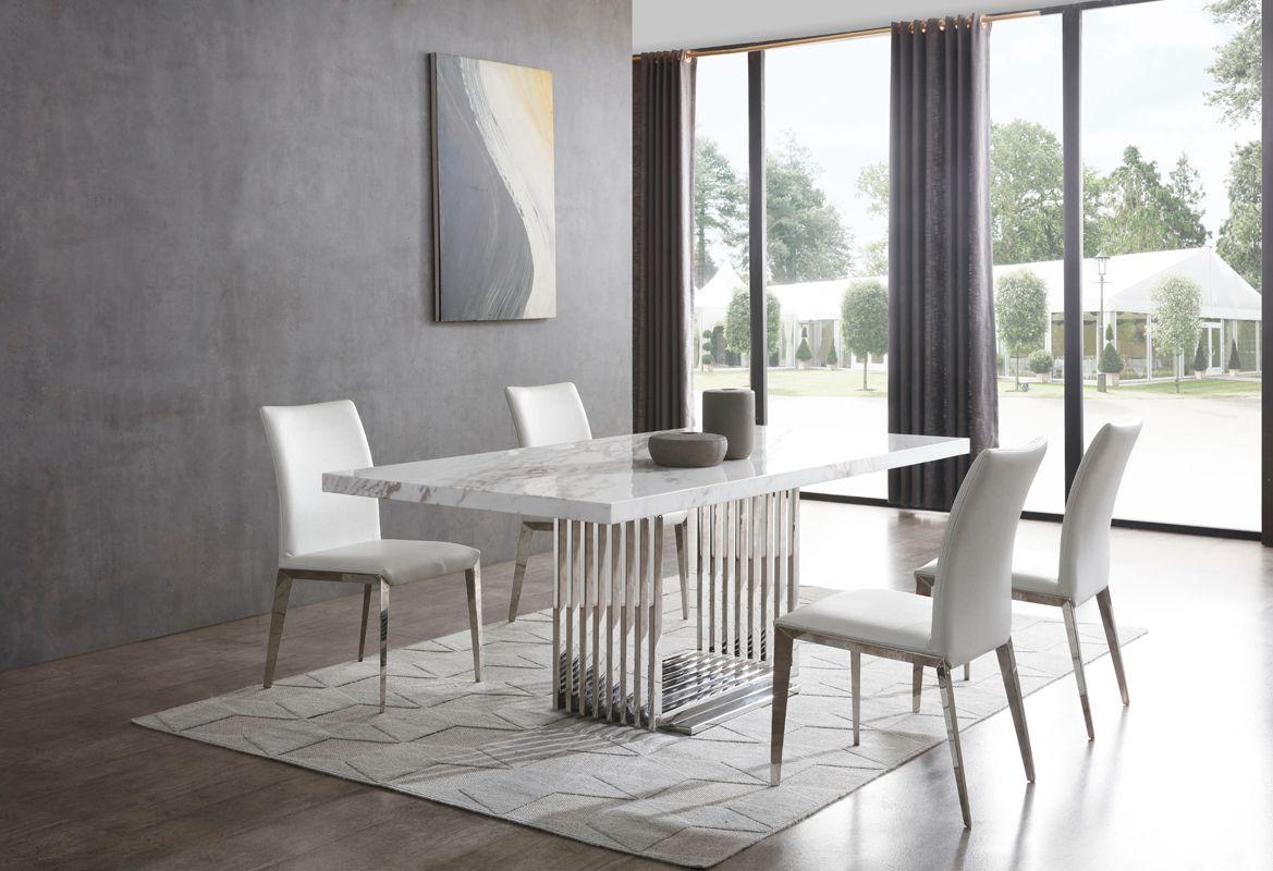 

                    
VIG Furniture Kingsley Dining Table White/Silver  Purchase 
