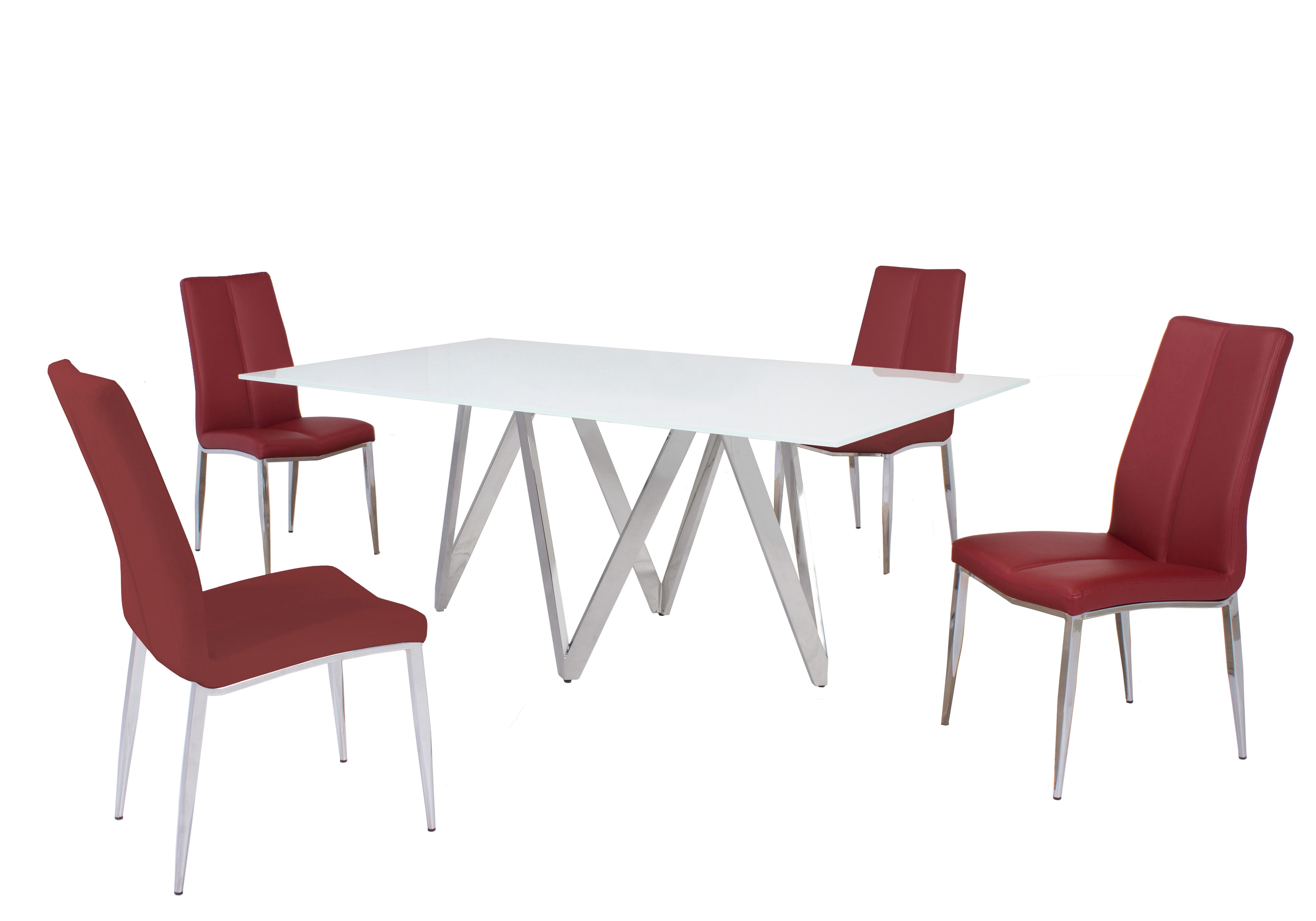 Modern Dining Sets Abigail ABIGAIL-5PC-RED in Red Eco Leather