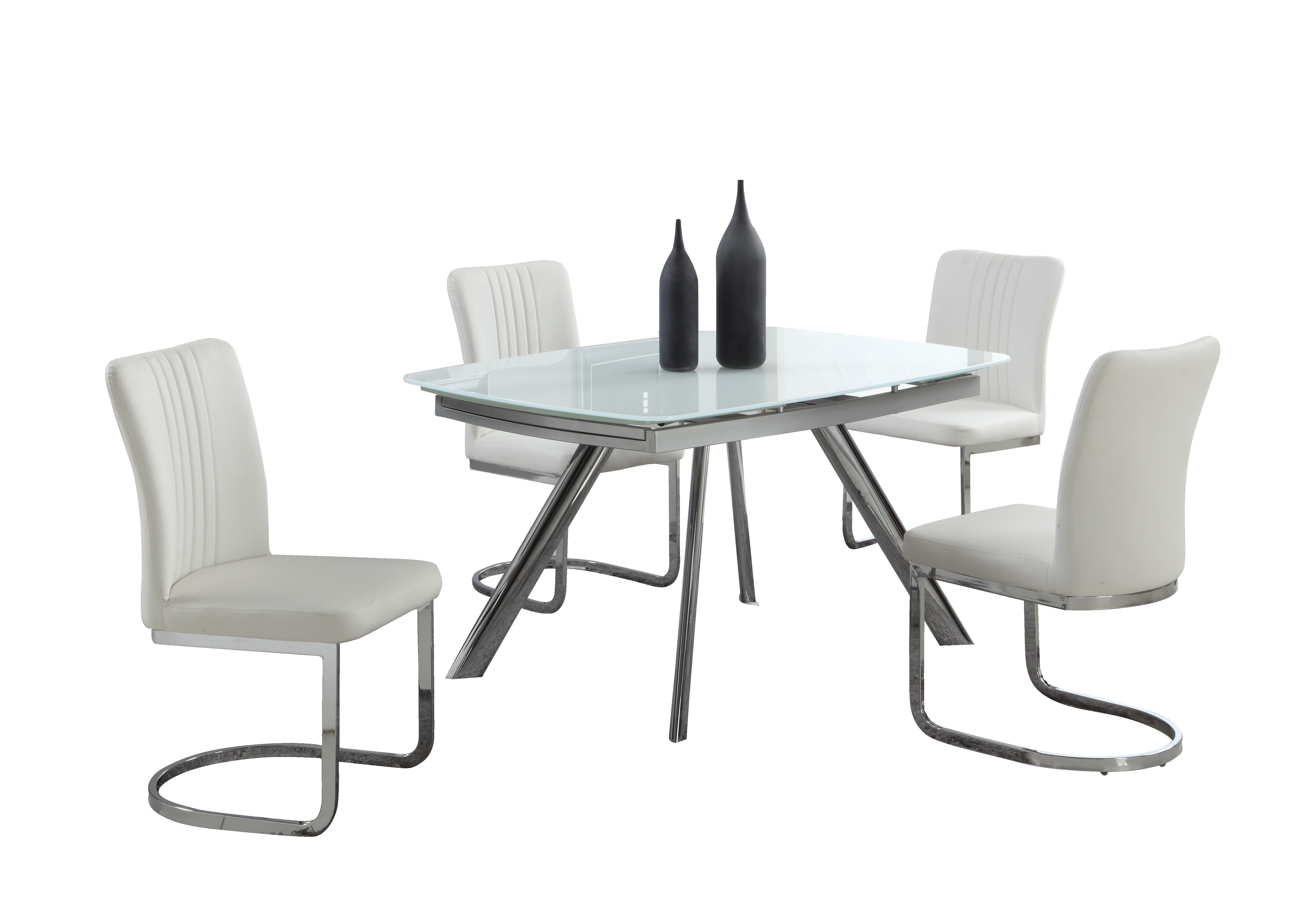 

    
White Gloss Extendable Table Dining Set 5 Pcs Contemporary Alina by Chintaly Imports

