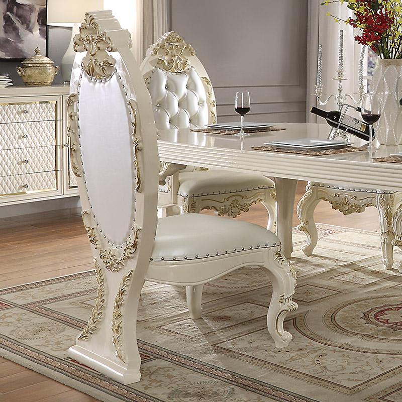 

                    
Homey Design Furniture HD-8091 Dining Table Set Antique White/Gold Leather Purchase 

