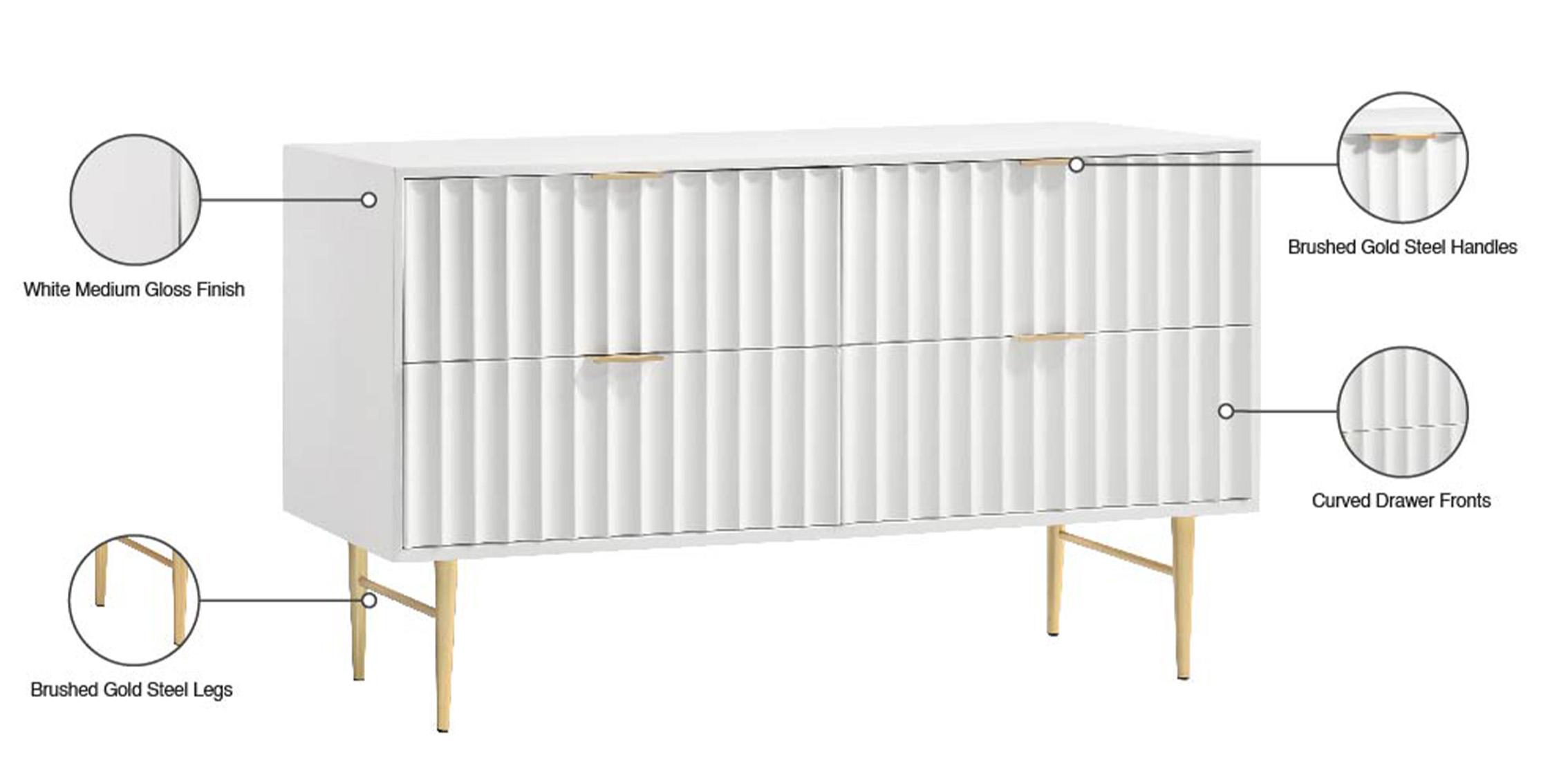 

        
094308250779White Gloss & Gold Dresser Set 2Pcs MODERNIST 801White-D Meridian Contemporary
