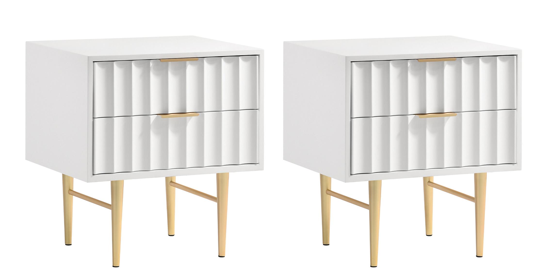 Contemporary, Modern Nightstand Set MODERNIST 801White-NS 801White-NS-Set-2 in White, Gold 