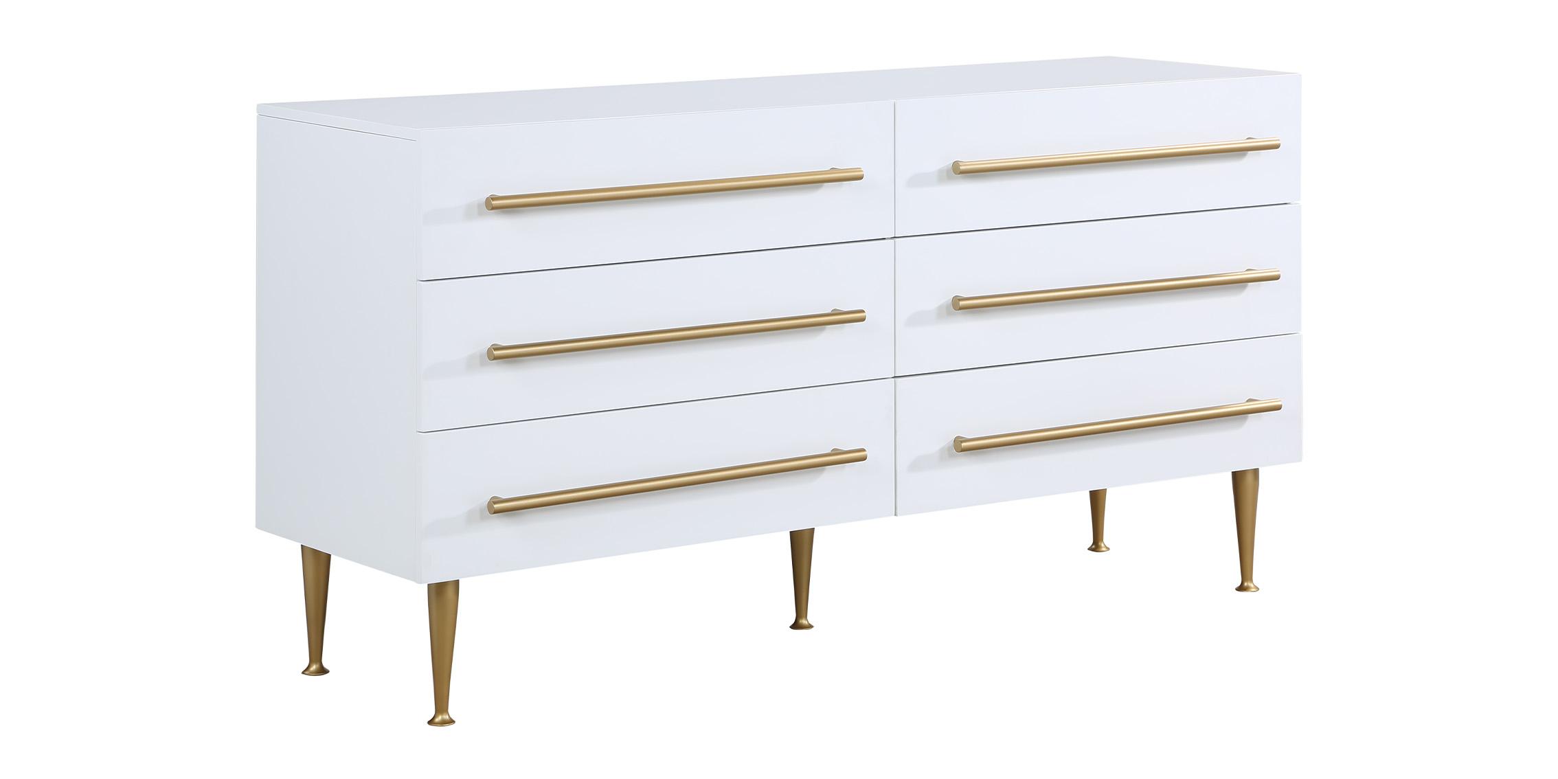 

    
White & Gold 6 Drawer Dresser MARISOL 844White-D Meridian Contemporary Modern
