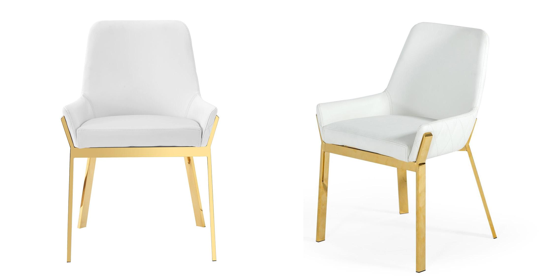 Contemporary, Modern Dining Chair Set VGGAGA-6736CH-WHT-GLD-DC-Set-2 VGGAGA-6736CH-WHT-GLD-DC-Set-2 in White, Gold Leatherette