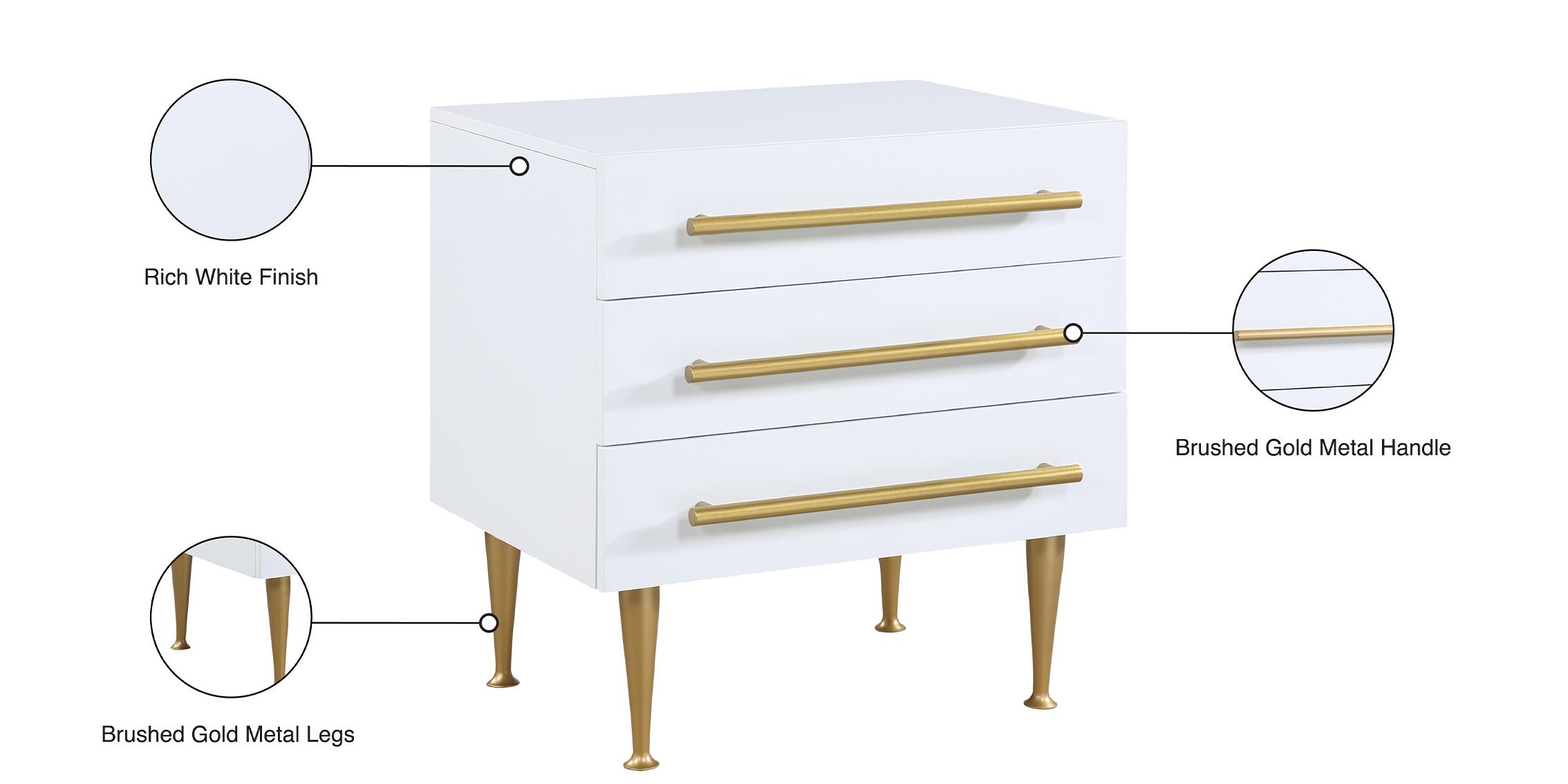 

    
White & Gold Nightstand Set 2P MARISOL 844White-NS Meridian Contemporary Modern
