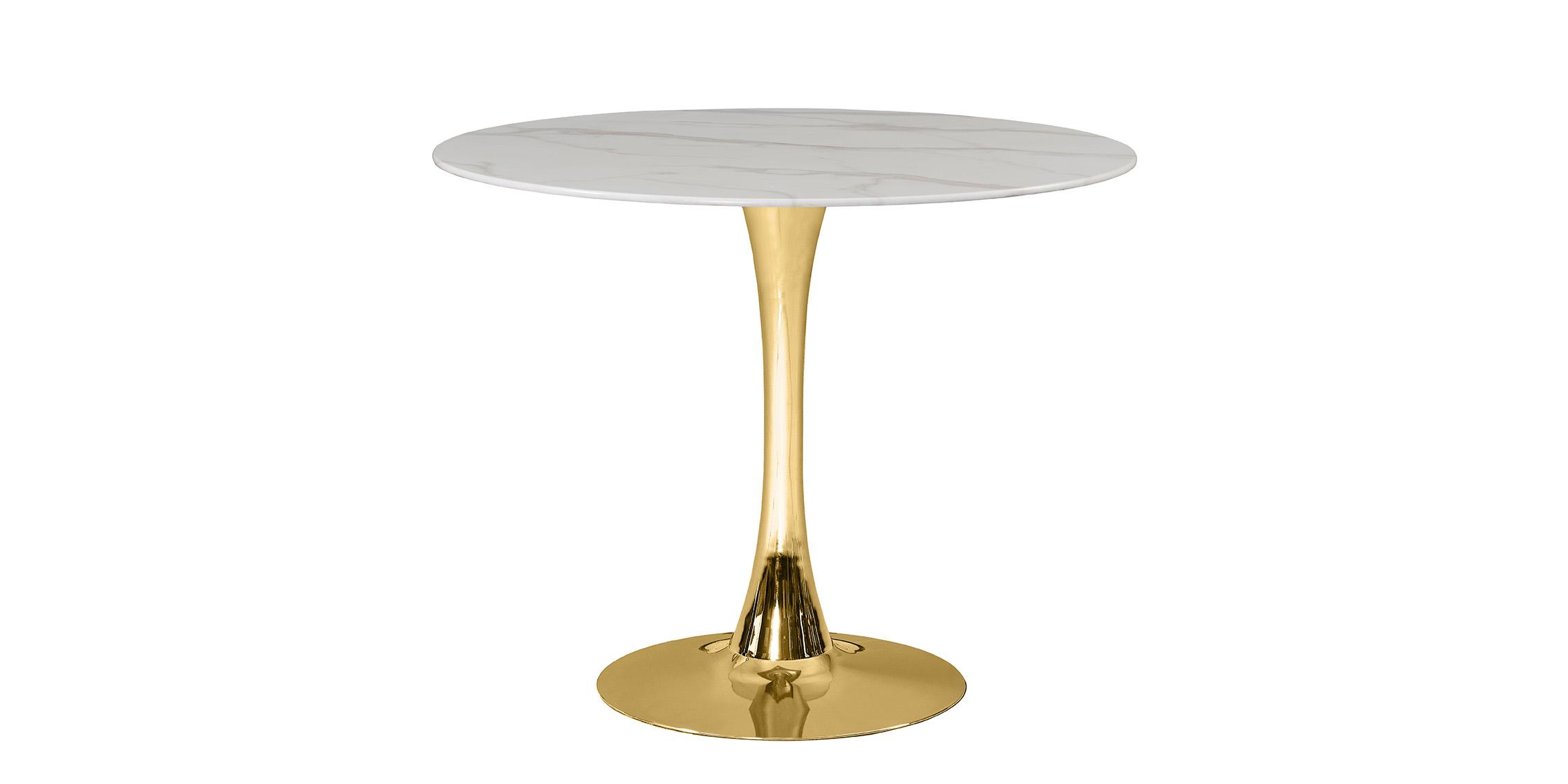 

    
White & Gold Round Faux Marble Dining Table TULIP 36" 971-T Meridian Modern

