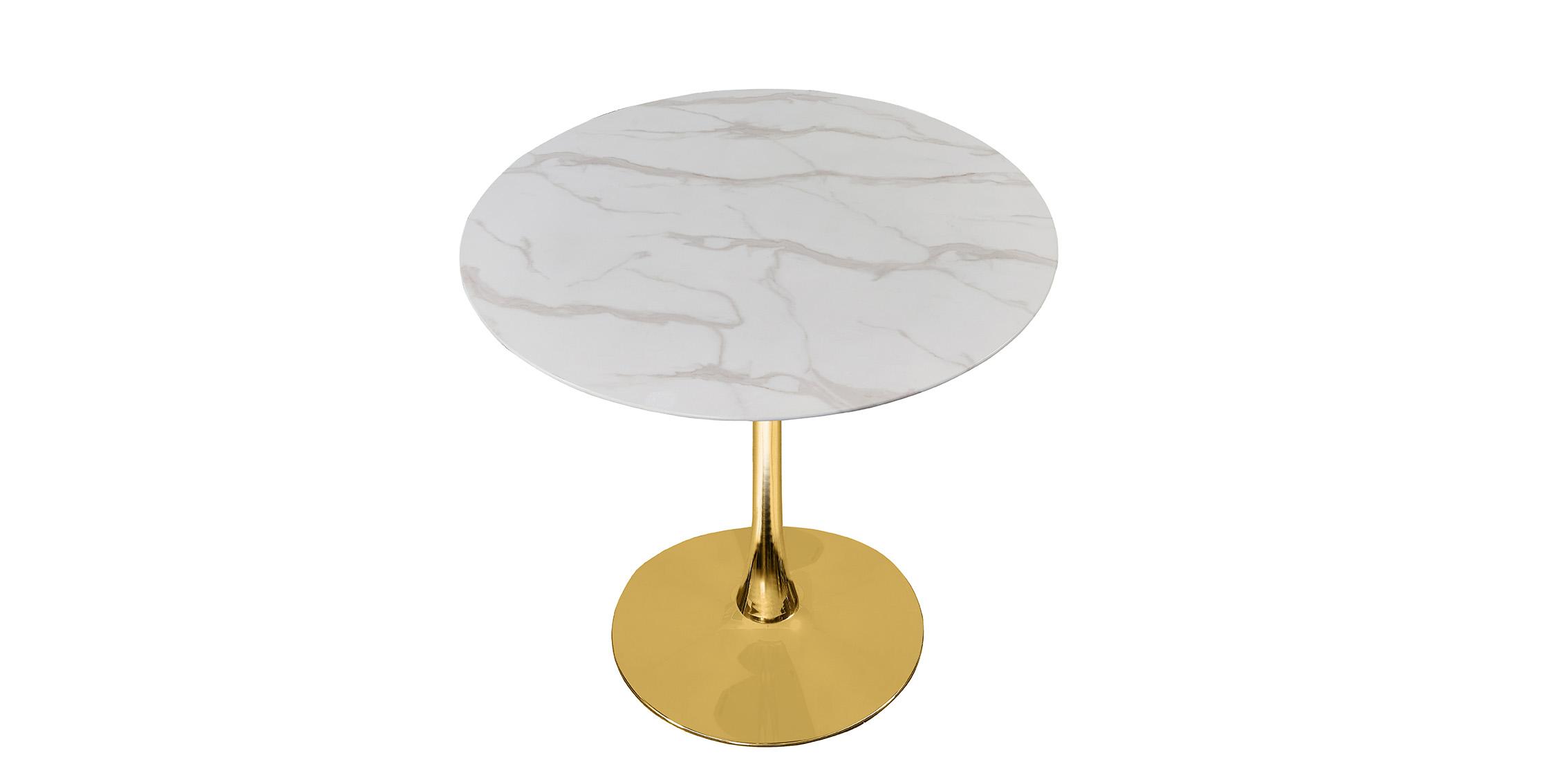 

    
White & Gold Round Faux Marble Dining Table TULIP 36" 971-T Meridian Modern
