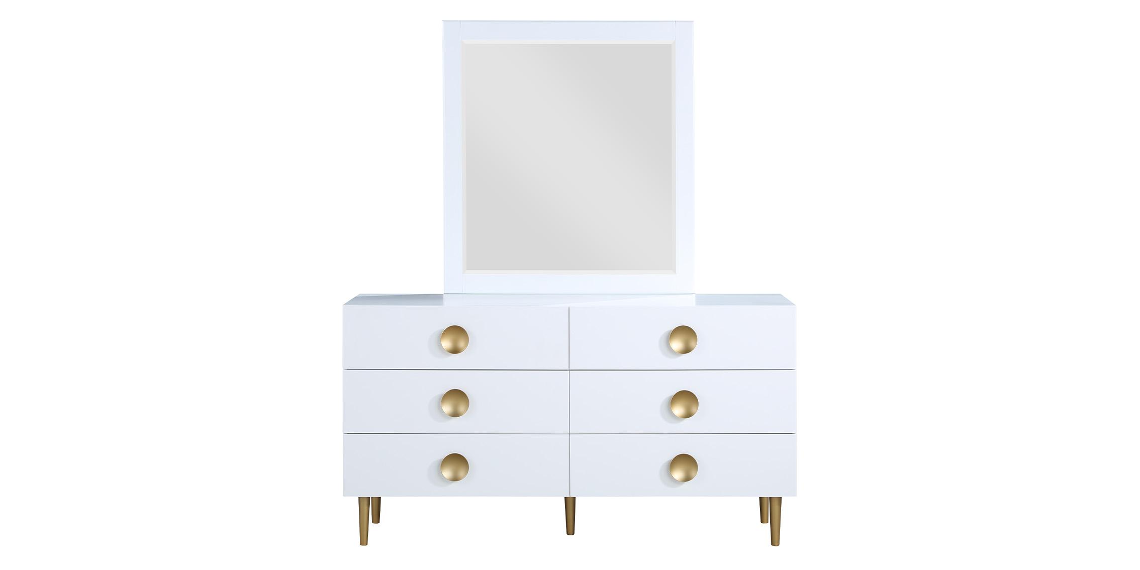 

    
842White-D White & Gold Six Drawer Dresser ZAYNE 842White-D Meridian Contemporary Modern
