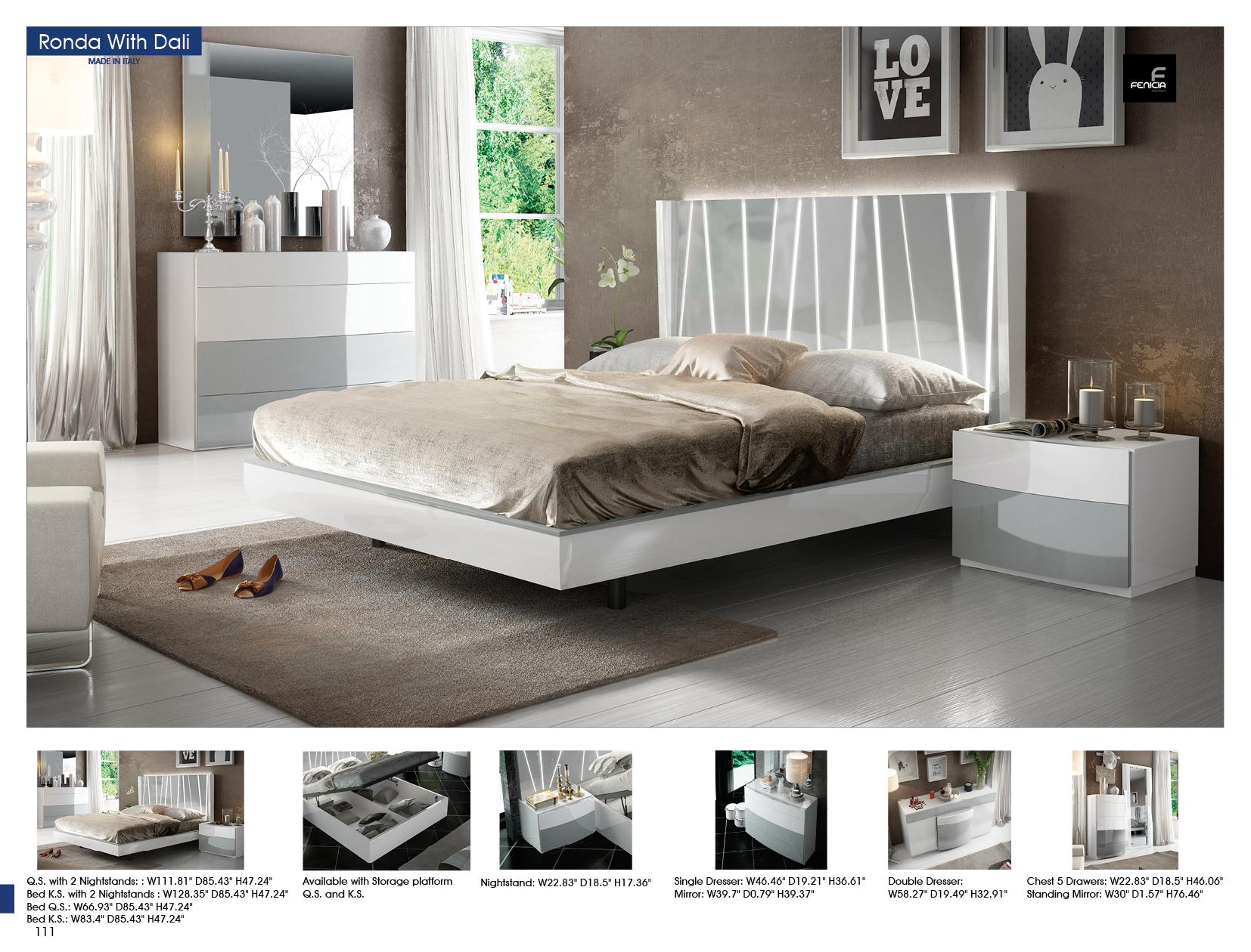 

                    
Buy White & Gray Laquer Finish King Bedroom Set 5Pcs Spain ESF Ronda DALI
