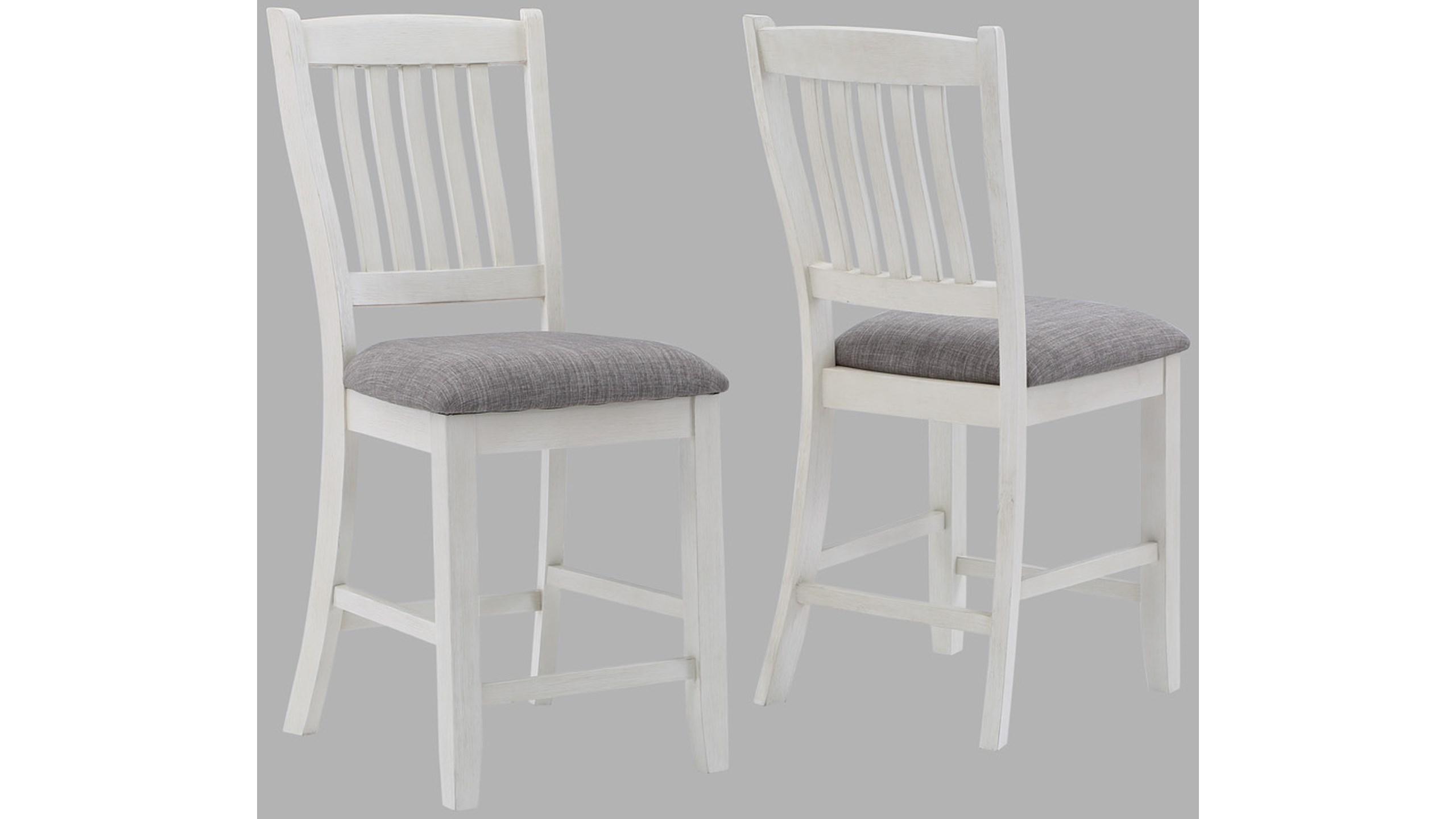 Traditional, Farmhouse Counter Chair Set Jorie 2742CG-S-24-2pcs in White Linen