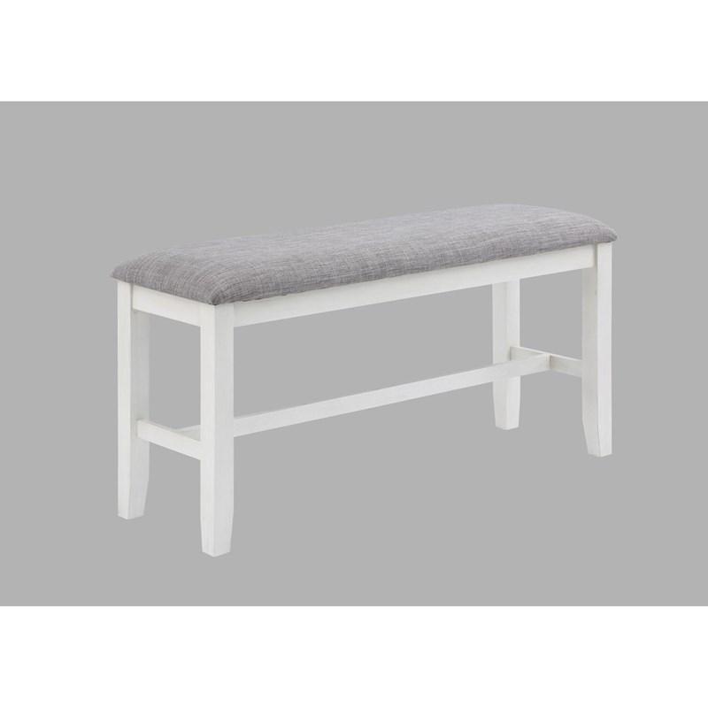 Traditional, Farmhouse Counter Height Bench Jorie 2742CG-BENCH in White Linen
