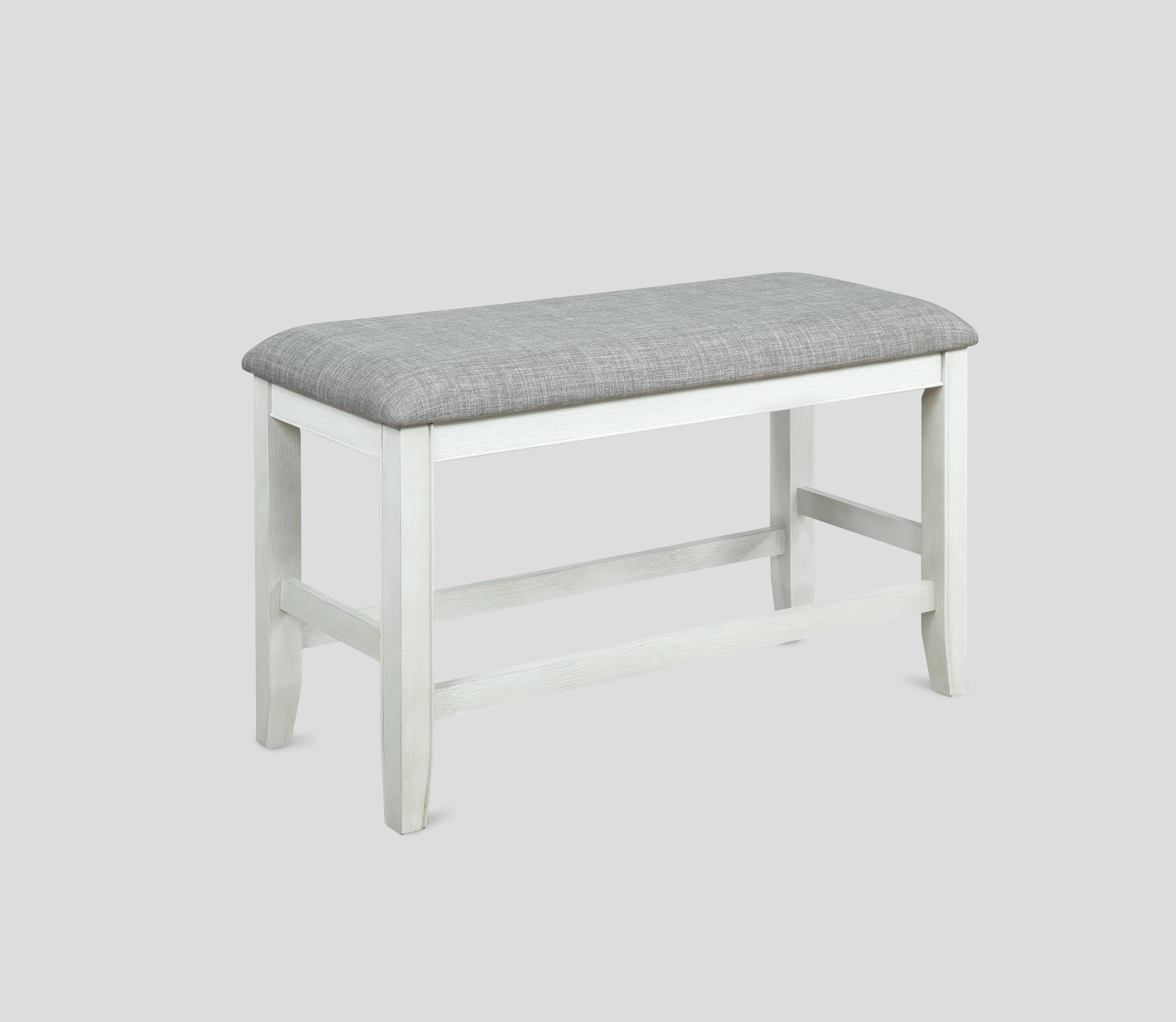 

    
White & Gray Linen Counter Height Bench by Crown Mark Fulton 2727WH-BENCH
