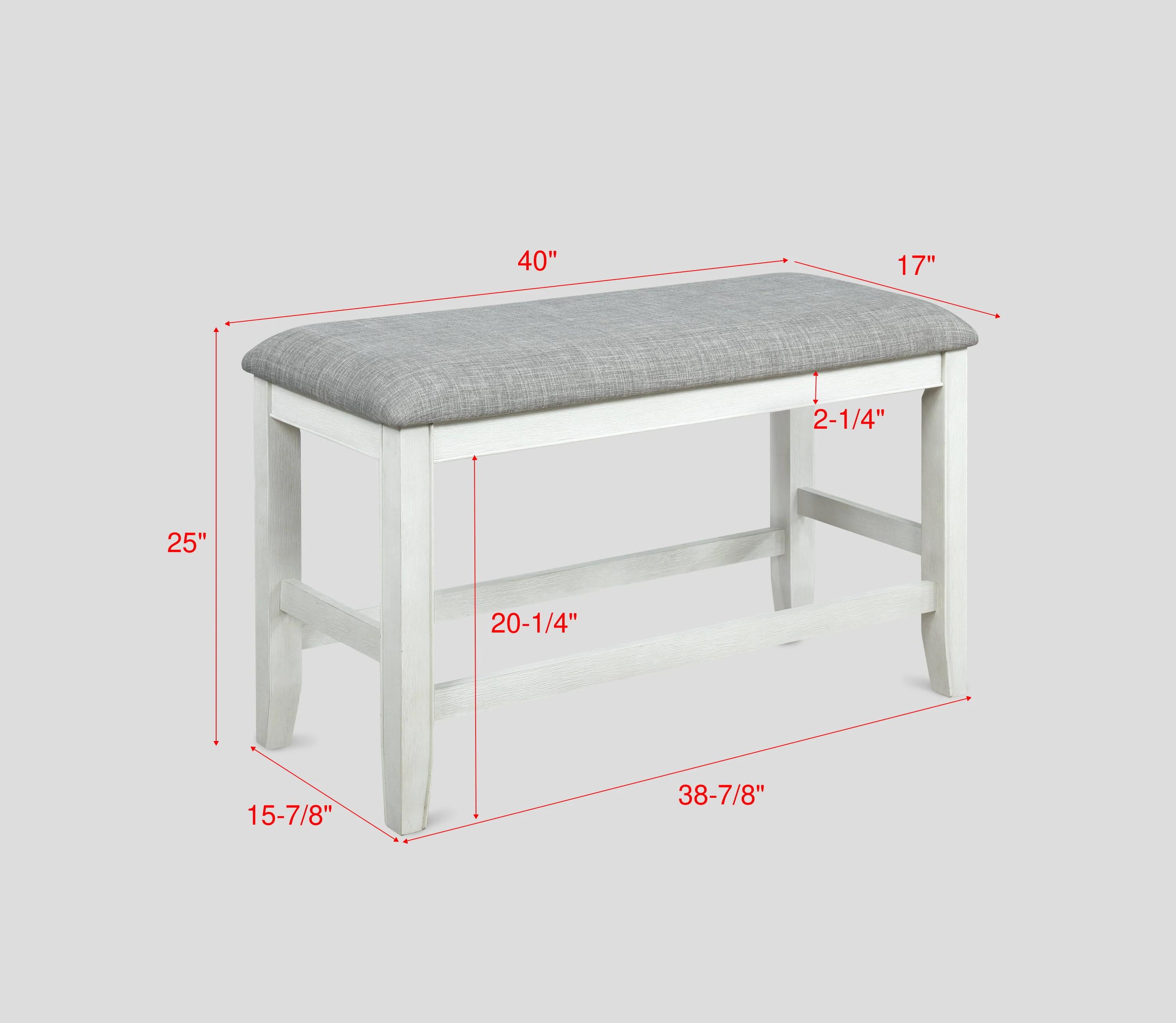 

    
White & Gray Linen Counter Height Bench by Crown Mark Fulton 2727WH-BENCH
